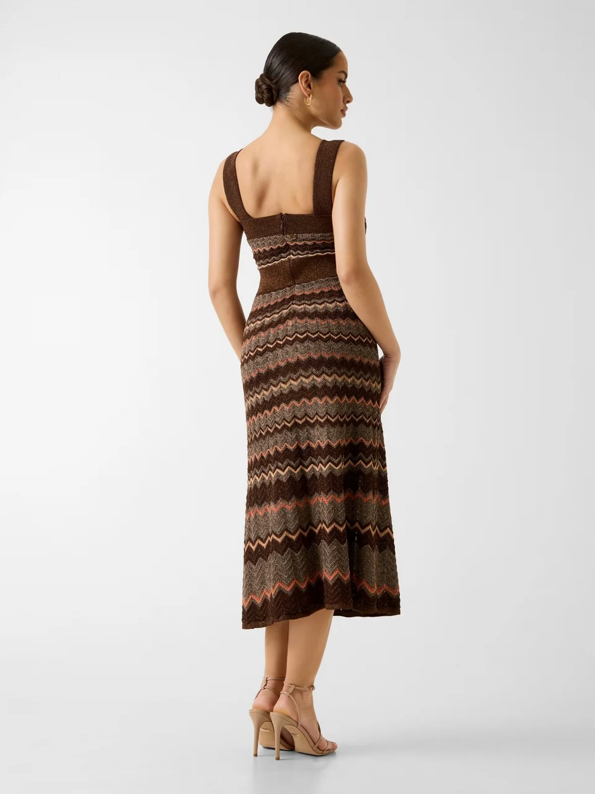 MARCIANO Abito Donna SUKI SL SQUARED NECK SWTR DRES G6GK42 Z0640 FMDZ BROWN/GOLD MULTI - Image 3