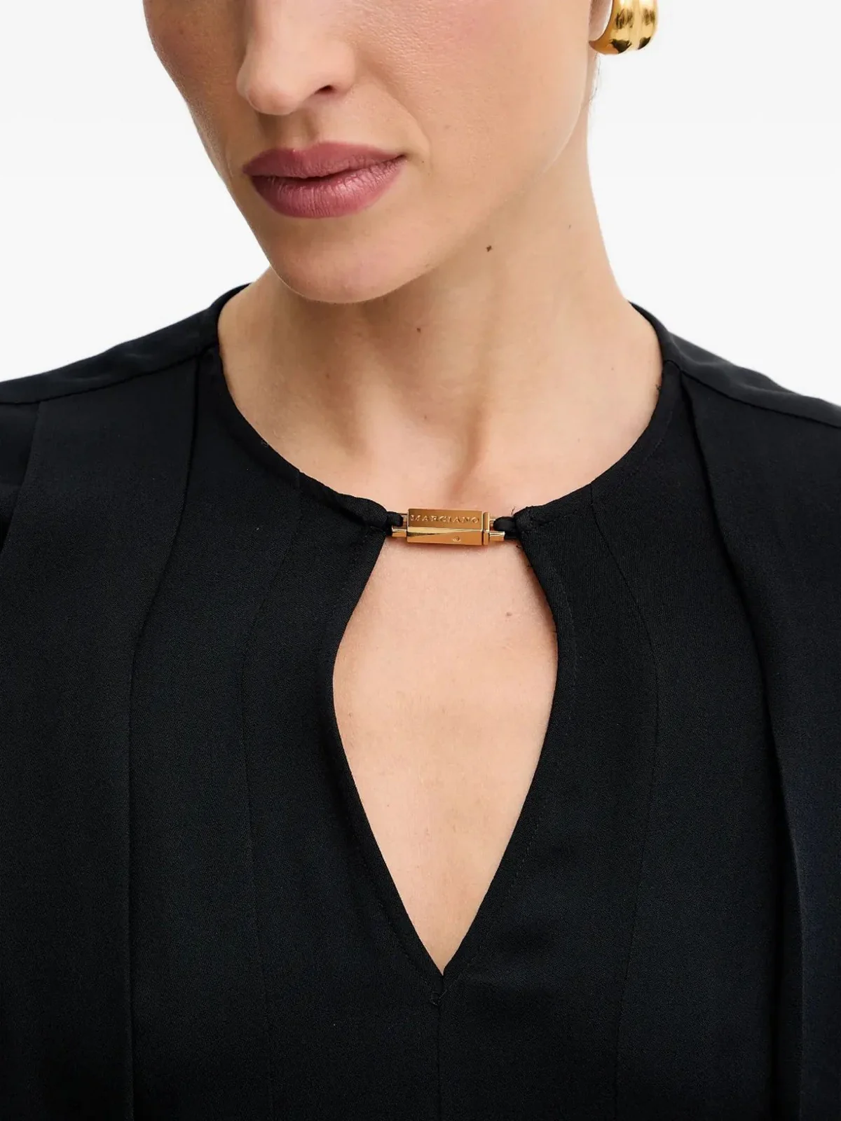 MARCIANO Blusa Donna ANITA V NECK LS BLOUSE 5YGH14 7356A JBLK Jet Black A996 - Image 5