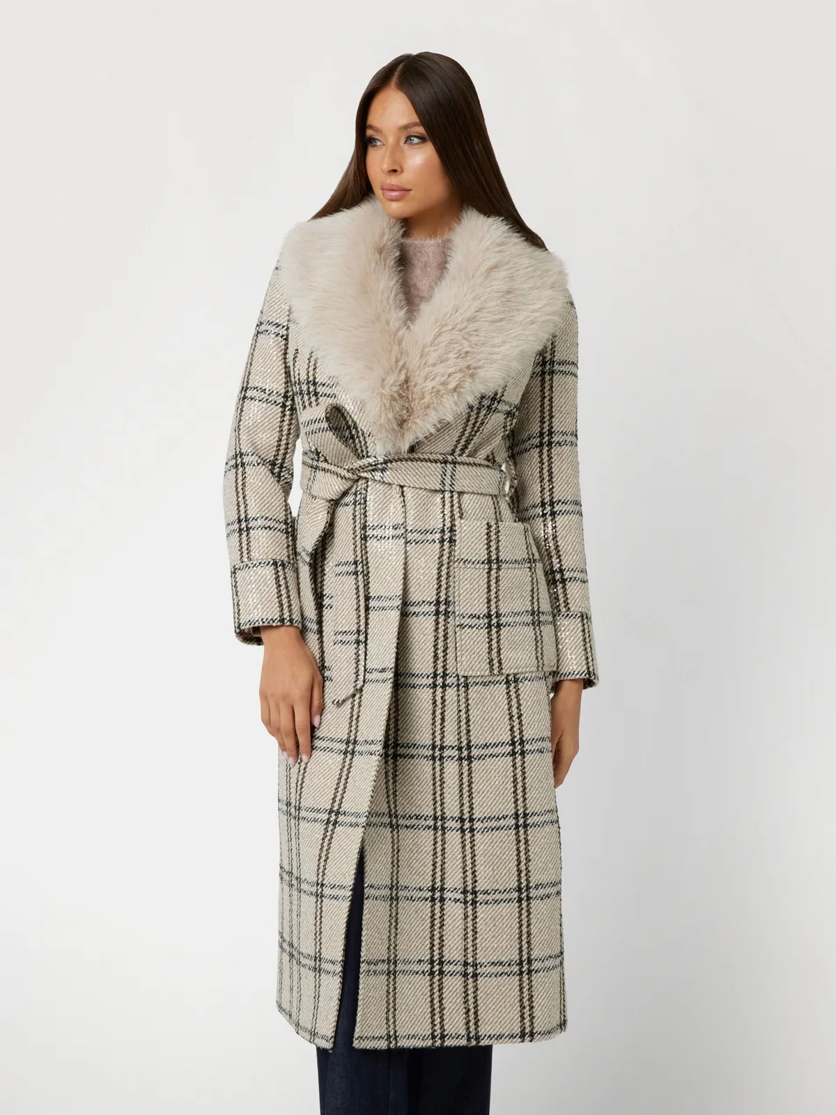 MARCIANO Cappotto Donna Charlize Plaid Coat 4BGL25 7198A F148 Rosa - Image 3