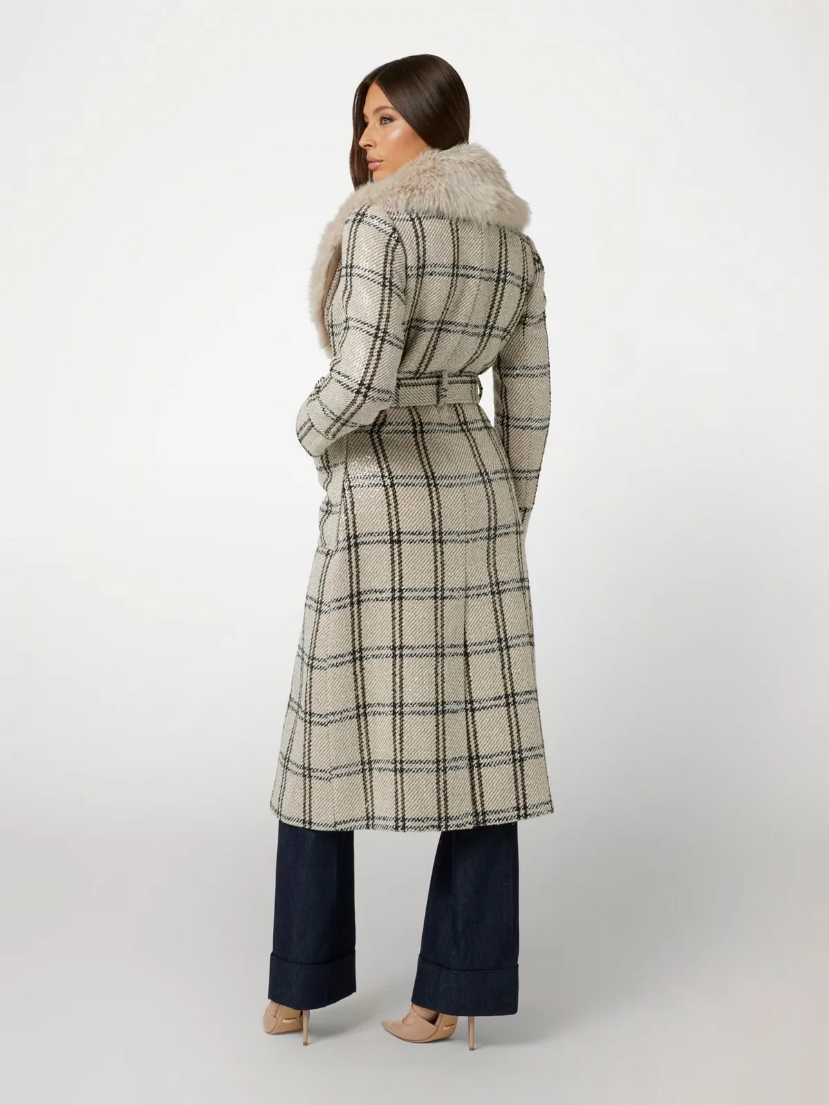 MARCIANO Cappotto Donna Charlize Plaid Coat 4BGL25 7198A F148 Rosa - Image 4