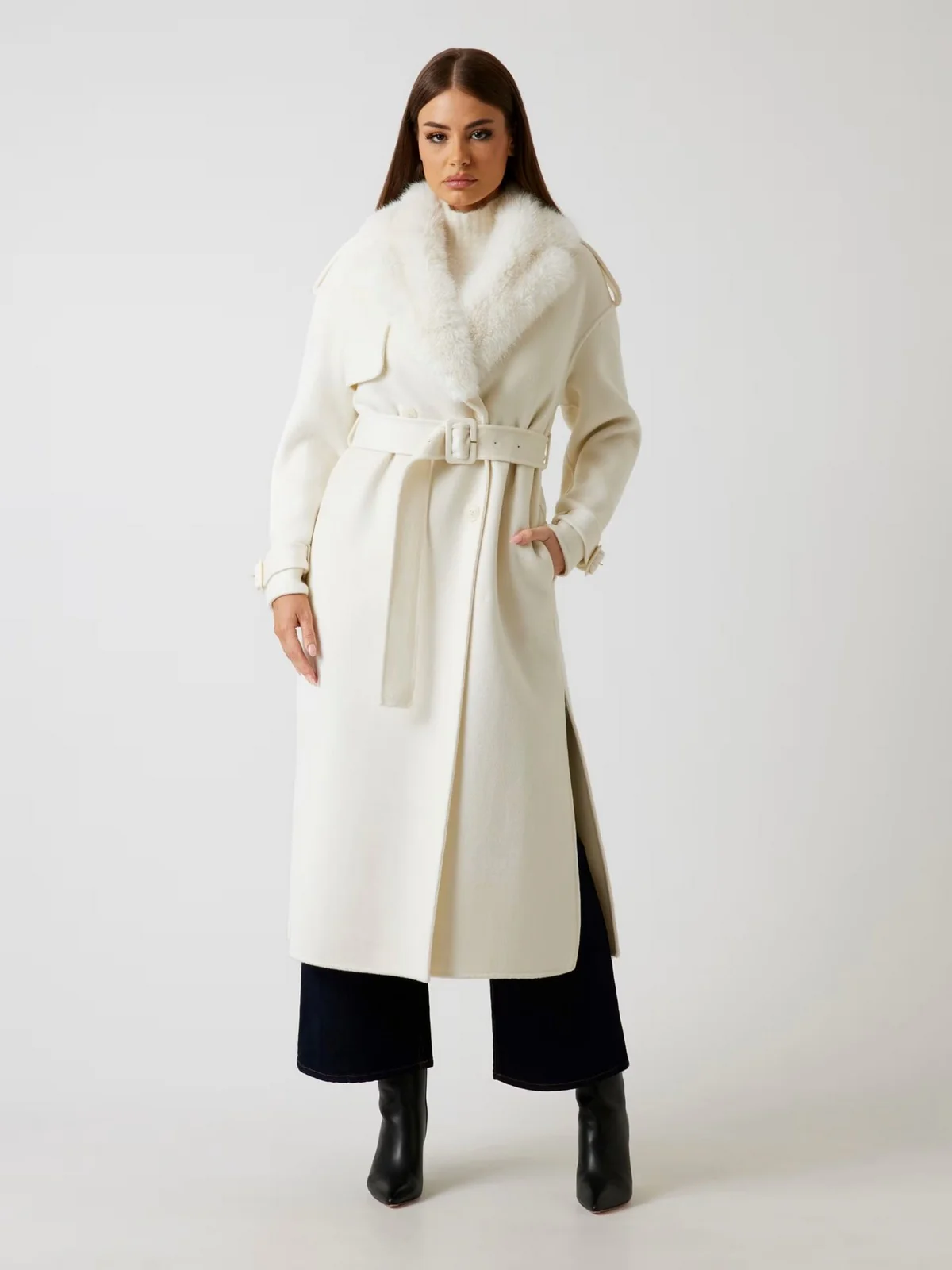 MARCIANO Cappotto Donna ELLA DOUBLE BREASTED COAT 5BGL02 7125A MCML MACADAMIA MULTI - Image 2