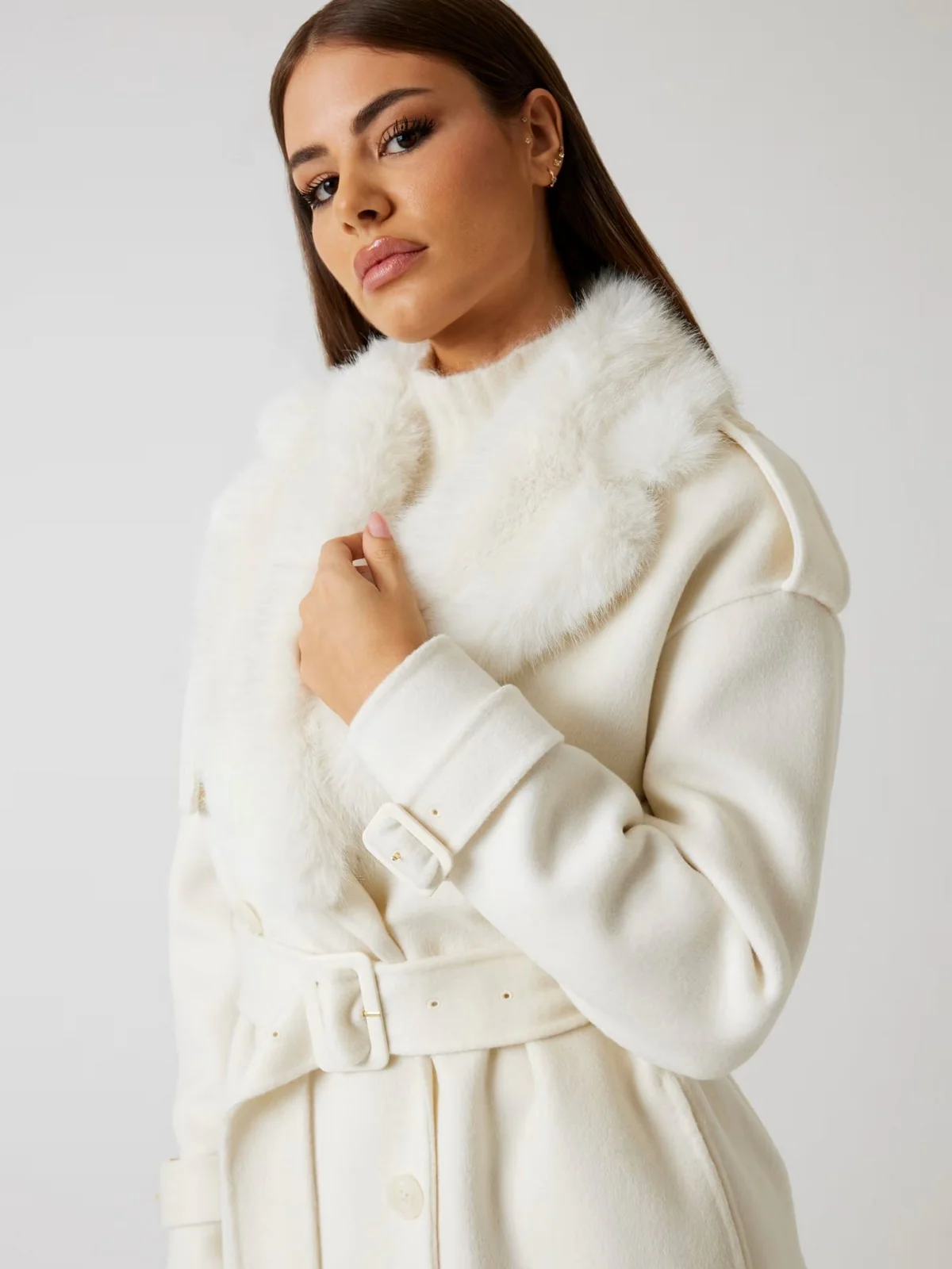 MARCIANO Cappotto Donna ELLA DOUBLE BREASTED COAT 5BGL02 7125A MCML MACADAMIA MULTI - Image 5