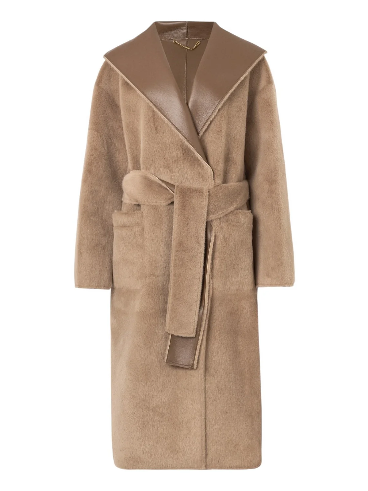 MARCIANO Cappotto Donna INES REVERSIBLE FAUX LTHR COAT 5BGL23 7381A F1AX SILK TAUPE MULTI - Image 7