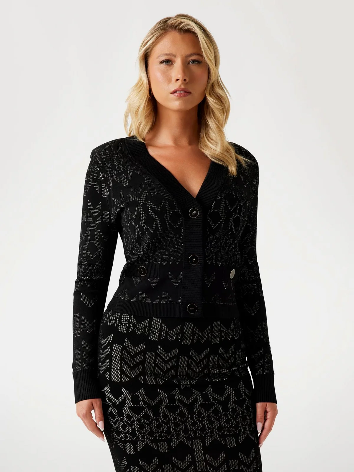 MARCIANO Cardigan Donna BILLIE MONOGRAM CARDI SWTR 5YGR06 5877Z FNWI GEOMETRIC MONOGRAM N - Image 2