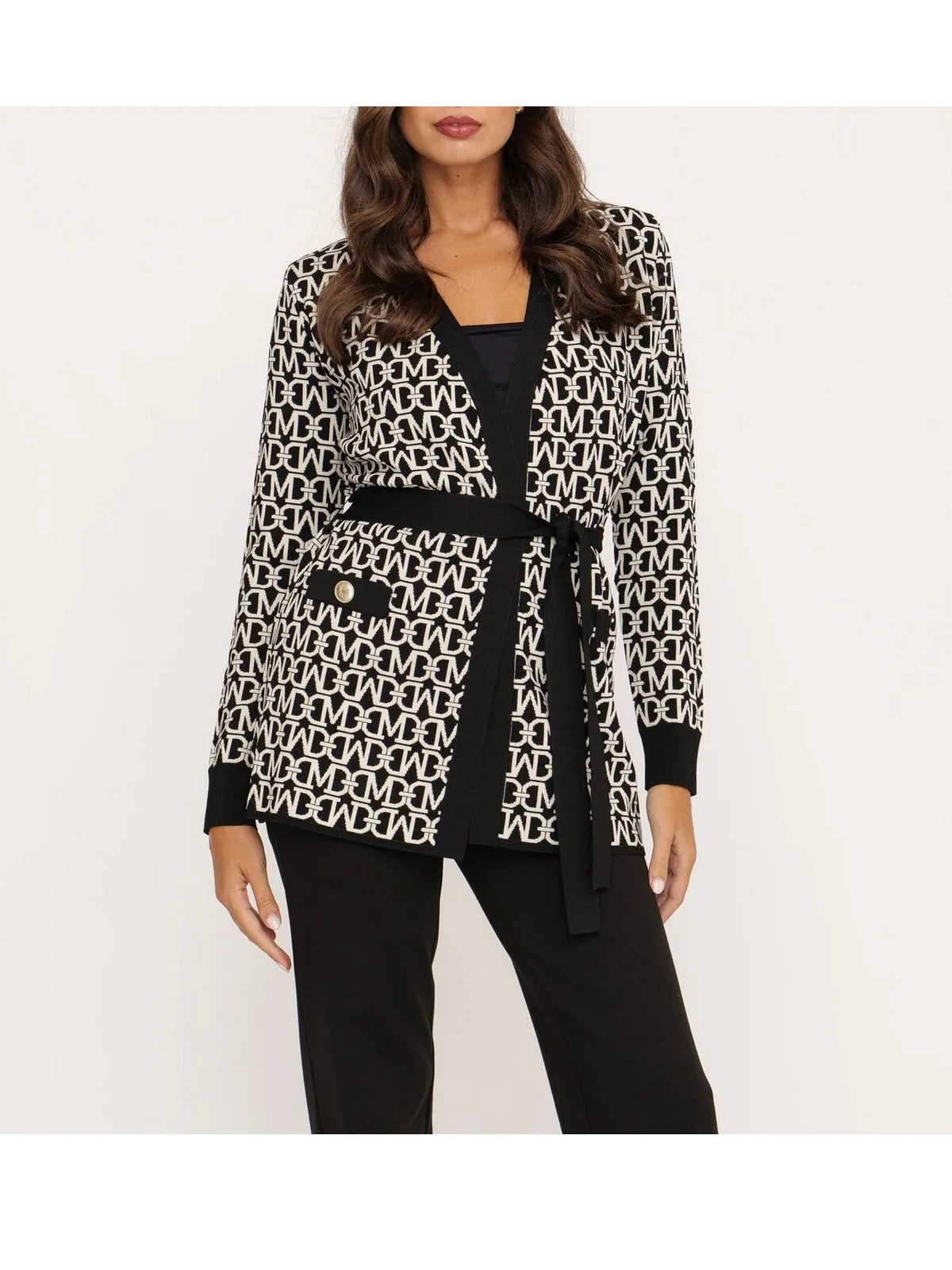 MARCIANO Cardigan Donna Mati Allover Jacquar 4YGR19 5036Z FJ42 Nero - Image 2