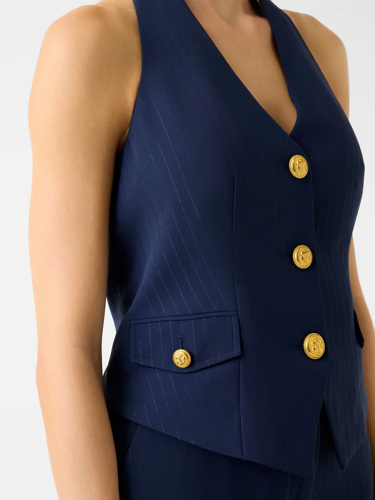 MARCIANO Gilet Donna NICLA VEST 6RGH20 7438A FBEK SUITING BLUE PINSTRI - Image 4