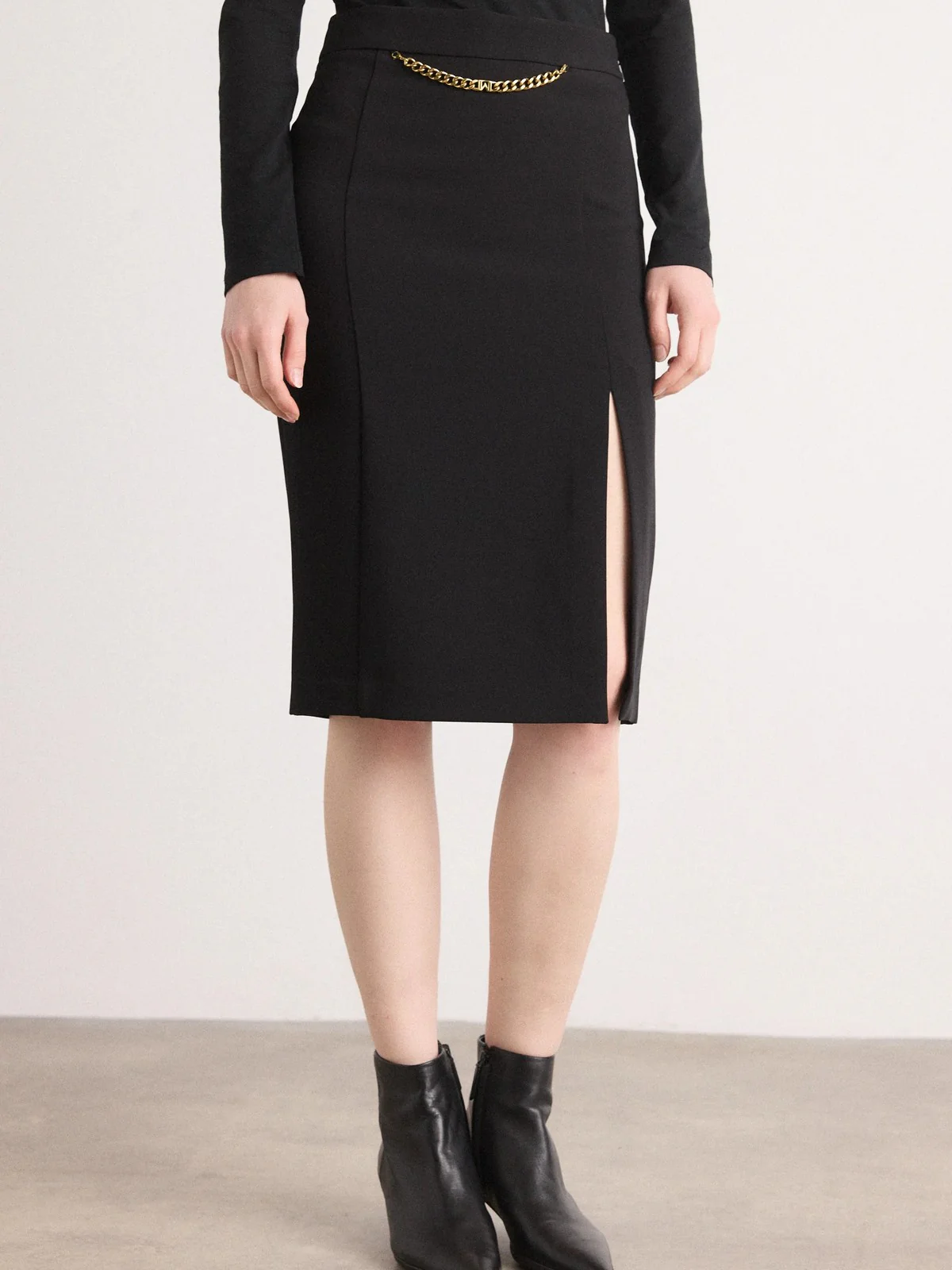 MARCIANO Gonna Donna ELLA W/CHAIN MIDI SKIRT 5YGD07 7357A JBLK Jet Black A996 - Image 2