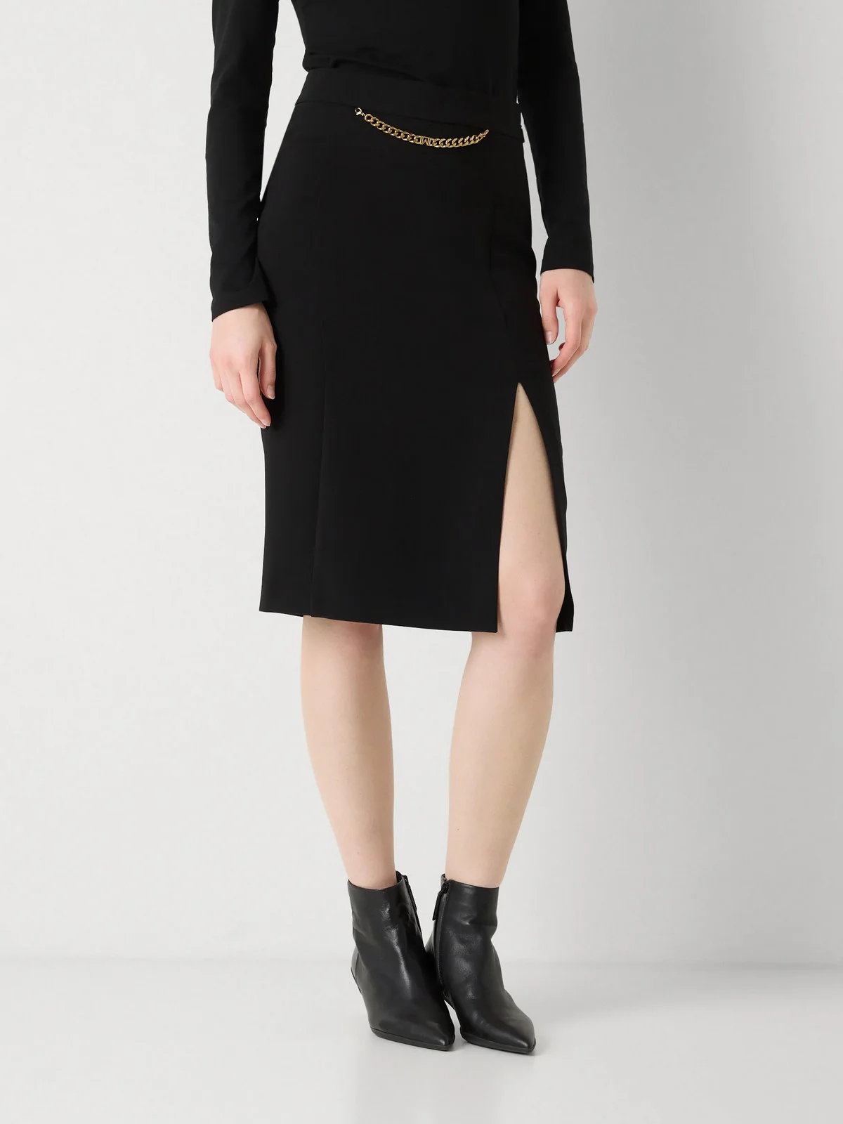 MARCIANO Gonna Donna ELLA W/CHAIN MIDI SKIRT 5YGD07 7357A JBLK Jet Black A996 - Image 3