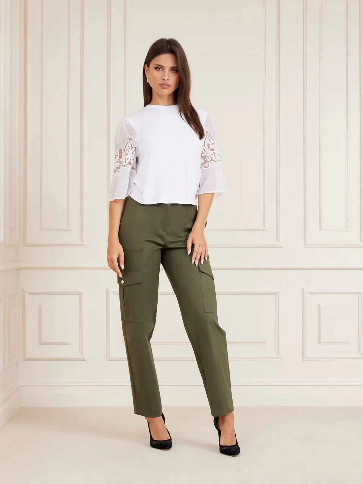 MARCIANO Pantalone Donna Alice Cargo Pant 4YGB16 7124A G8F6 Verde - Image 3