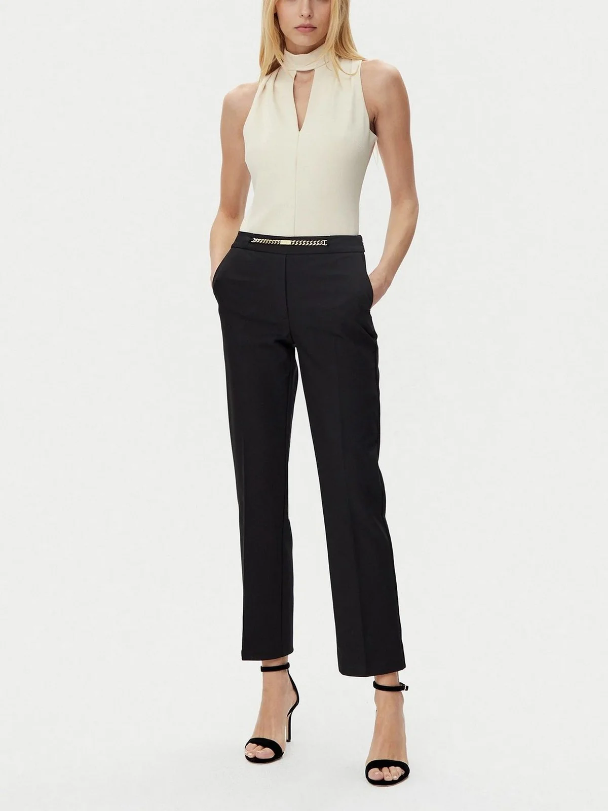 MARCIANO Pantalone Donna SUNNY CHINO CHAIN PA 5GGB17 7311A JBLK Nero - Image 3