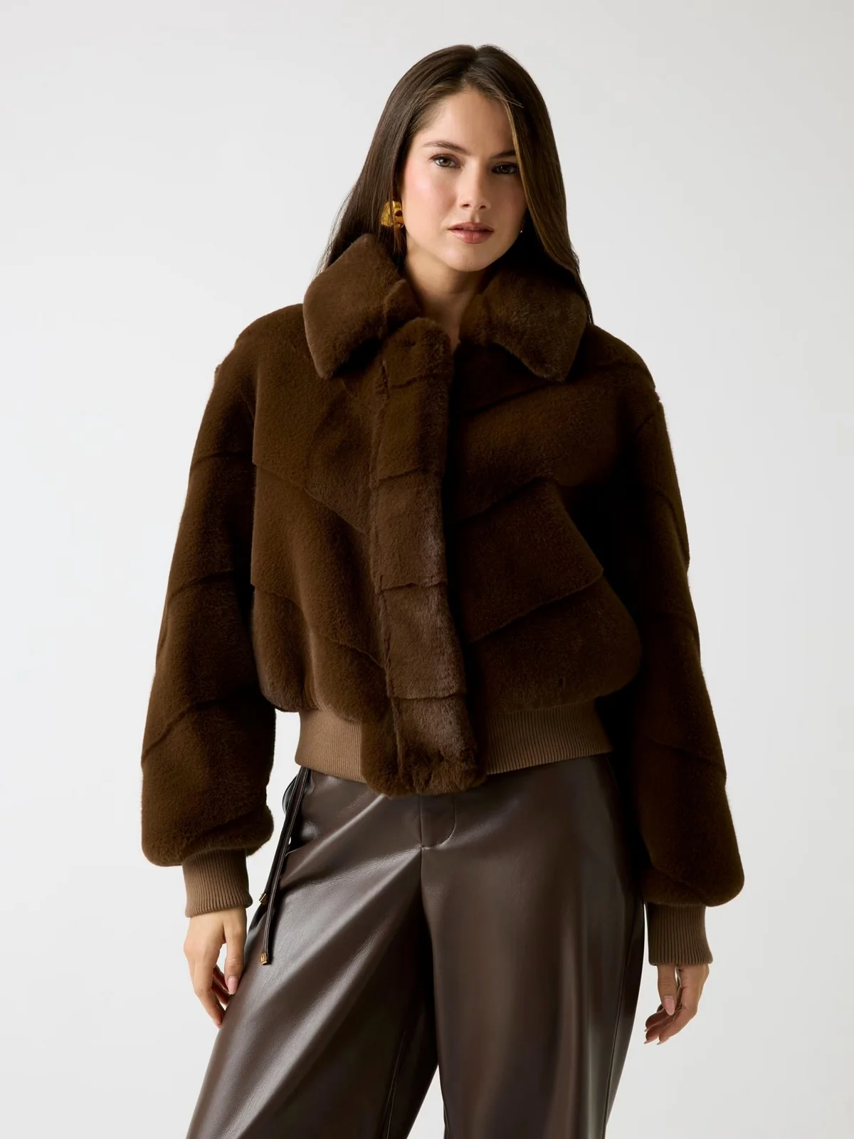 MARCIANO Pelliccia Donna MAYA FAUX FUR JACKET 5BGL11 7375A F1AQ CHOCOLATE BROWNIE MU - Image 2