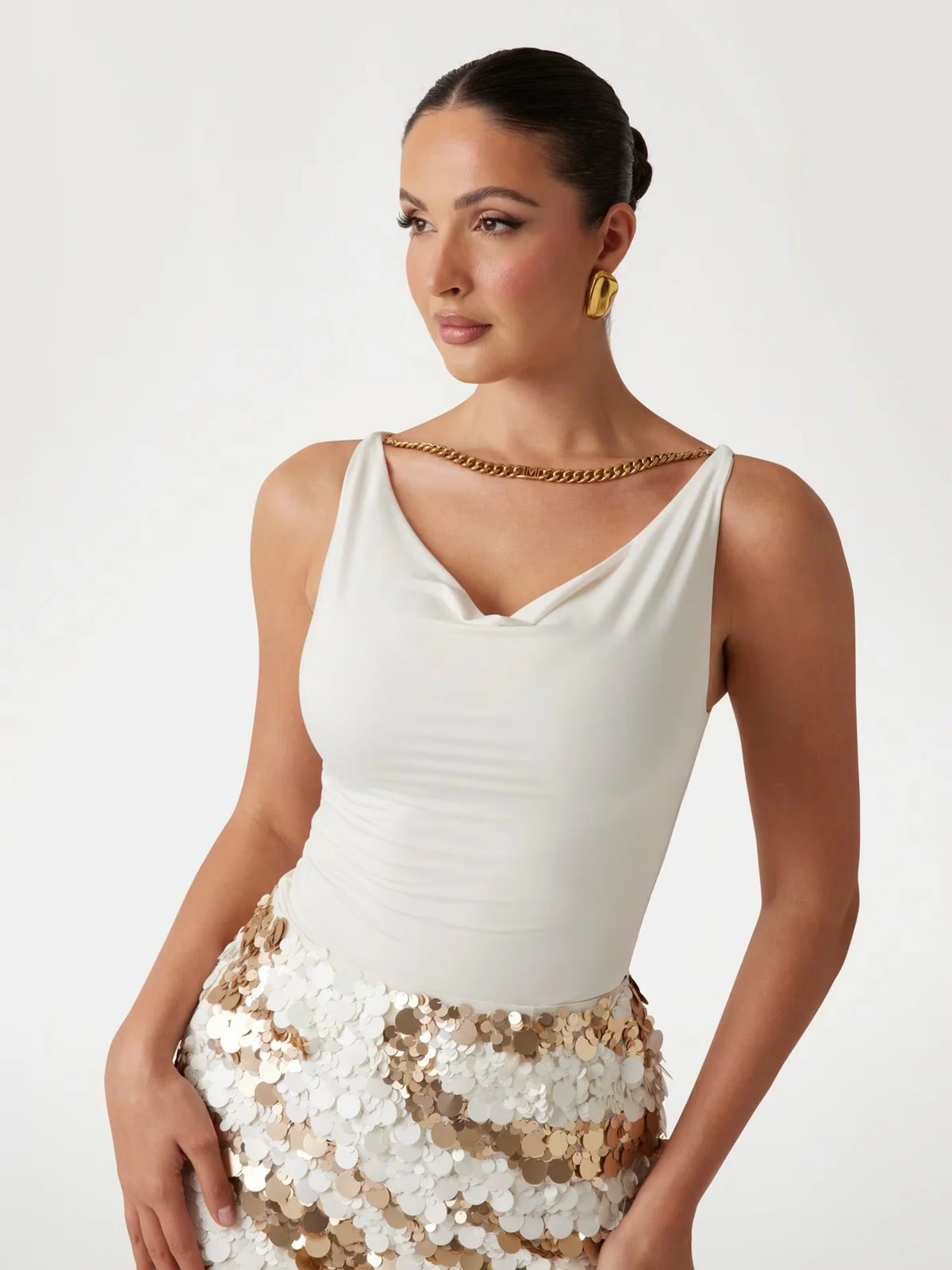 MARCIANO Top Donna ALVA CHAIN SL TOP 5GGP07 6259A G053 Beige - Image 2