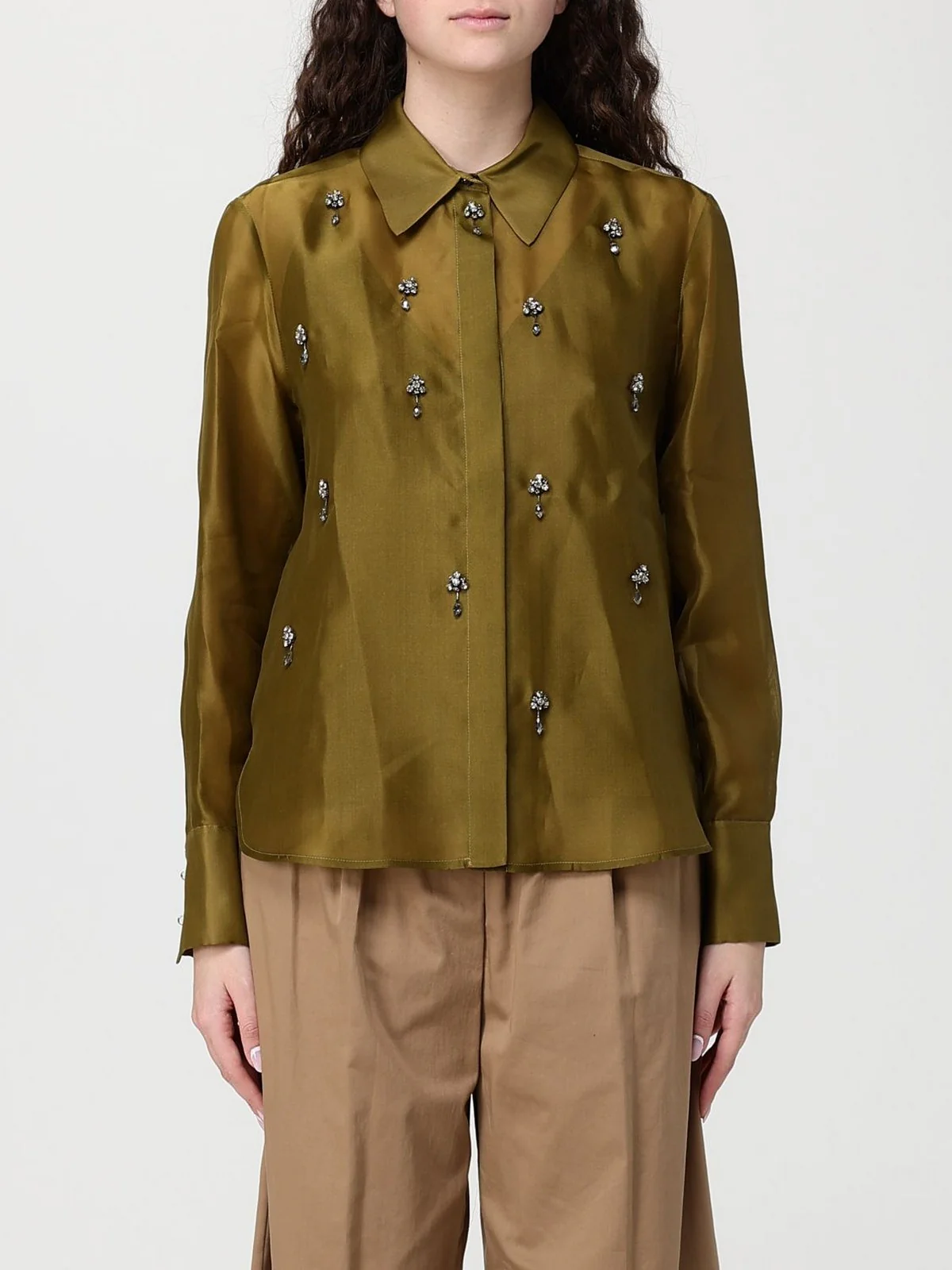 MAX MARA STUDIO Camicia Donna MSEAGI 2616261013600 010 VERDE OLIVA - Image 2
