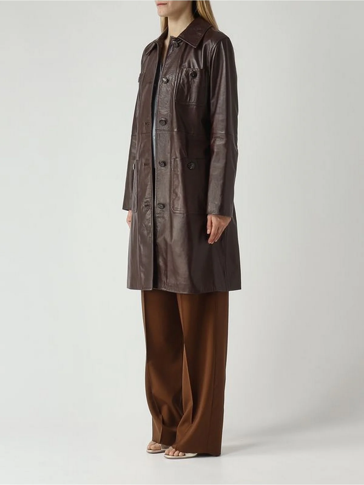 MAX MARA STUDIO Soprabito in pelle Donna MSTAMACA 2616471011600 002 Marrone - Image 4