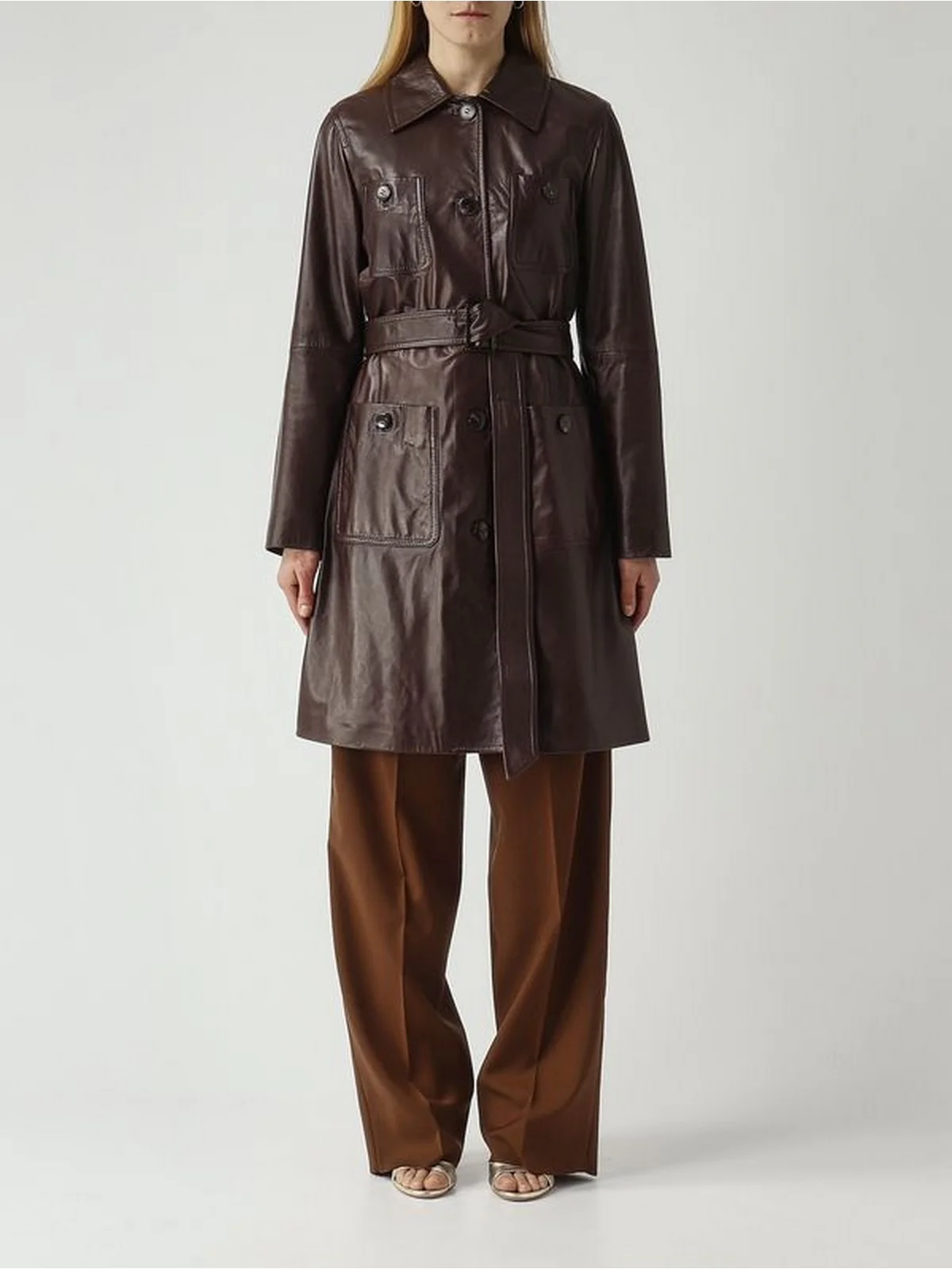 MAX MARA STUDIO Soprabito in pelle Donna MSTAMACA 2616471011600 002 Marrone - Image 5
