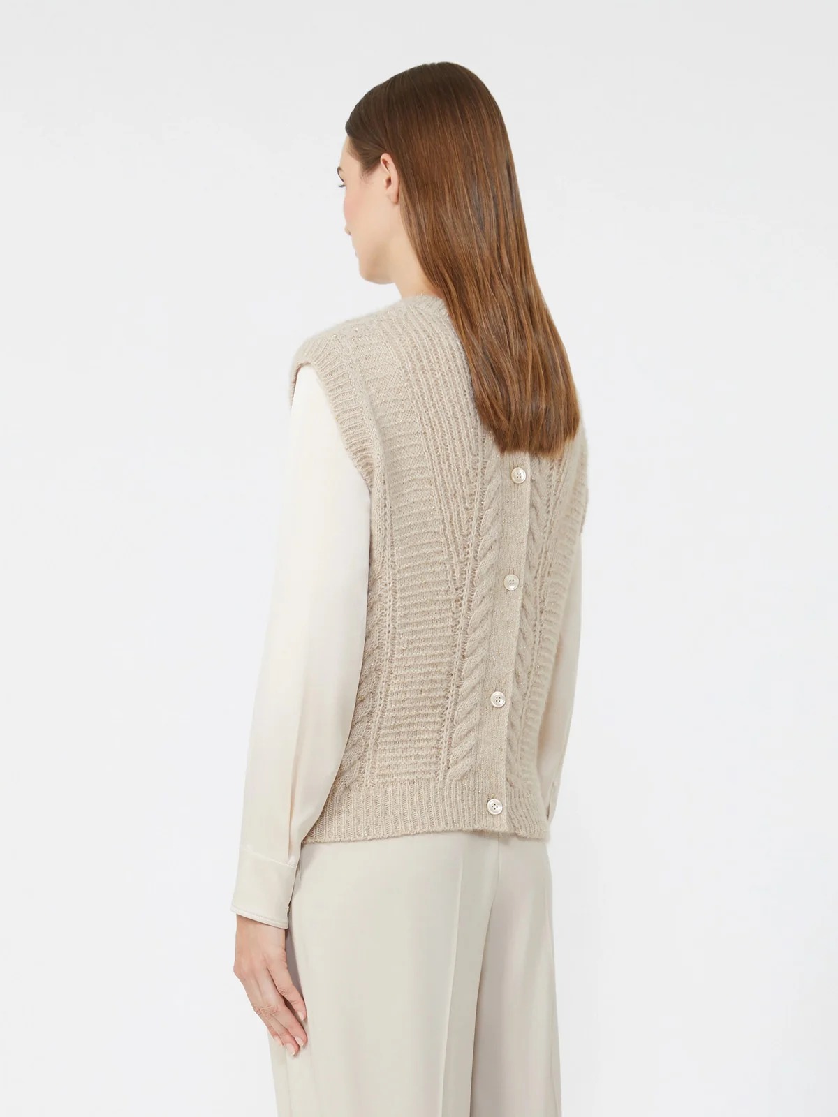 MAX MARA Gilet Donna TAFFY 2526356032600 001 BEIGE LUREX - Image 3