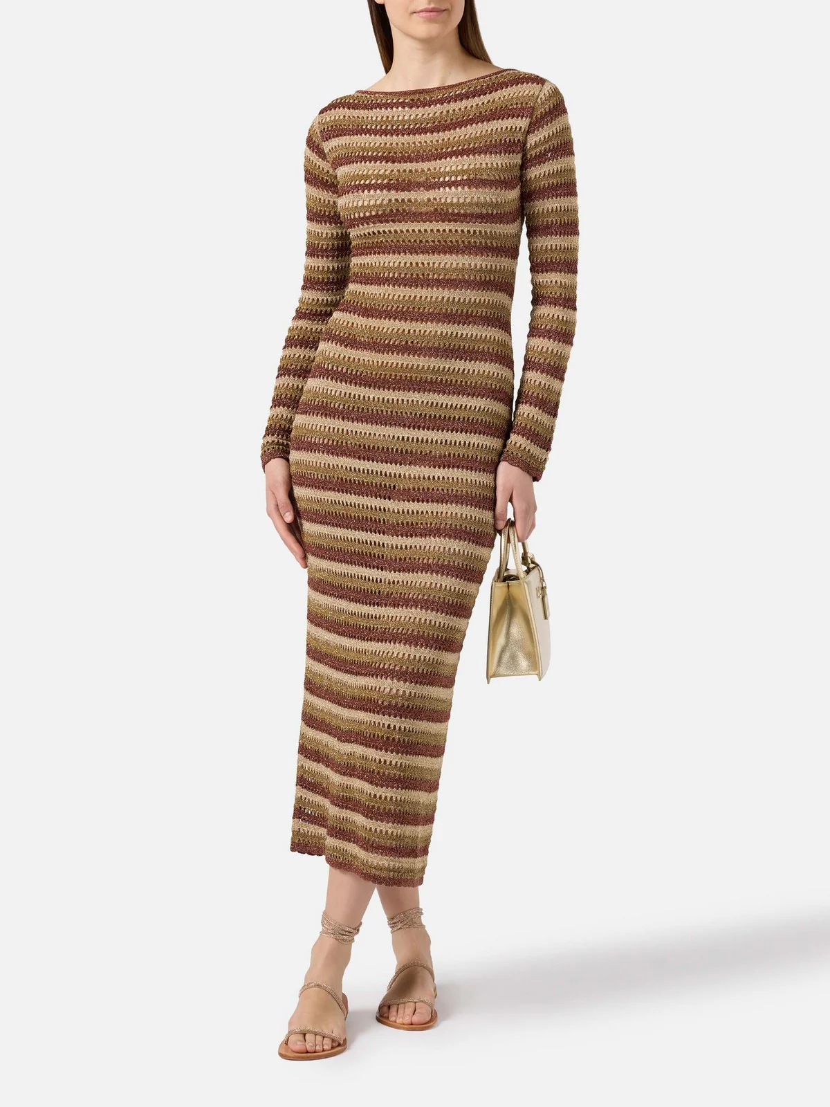 MC2 SAINT BARTH Abito Donna  ROBYN 00492L STRIPES LUREX GOLD - Image 2