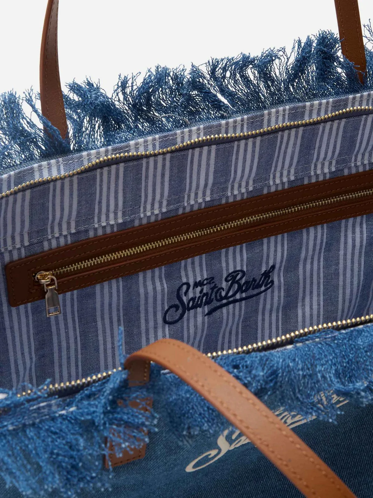 MC2 SAINT BARTH Borsa Donna  CITY BAG FRINGE 00436L DENIM EMB - Image 3