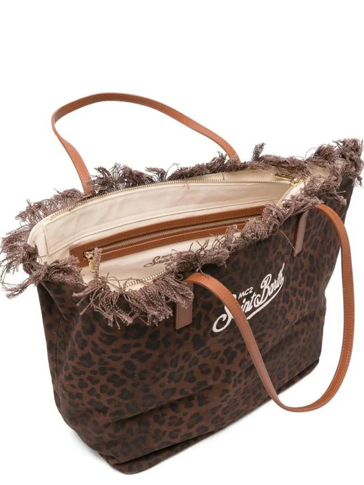 MC2 SAINT BARTH Borsa Donna  CITY BAG FRINGE 00588L CANVAS DARK LEOPARD 18 EMB - Image 3
