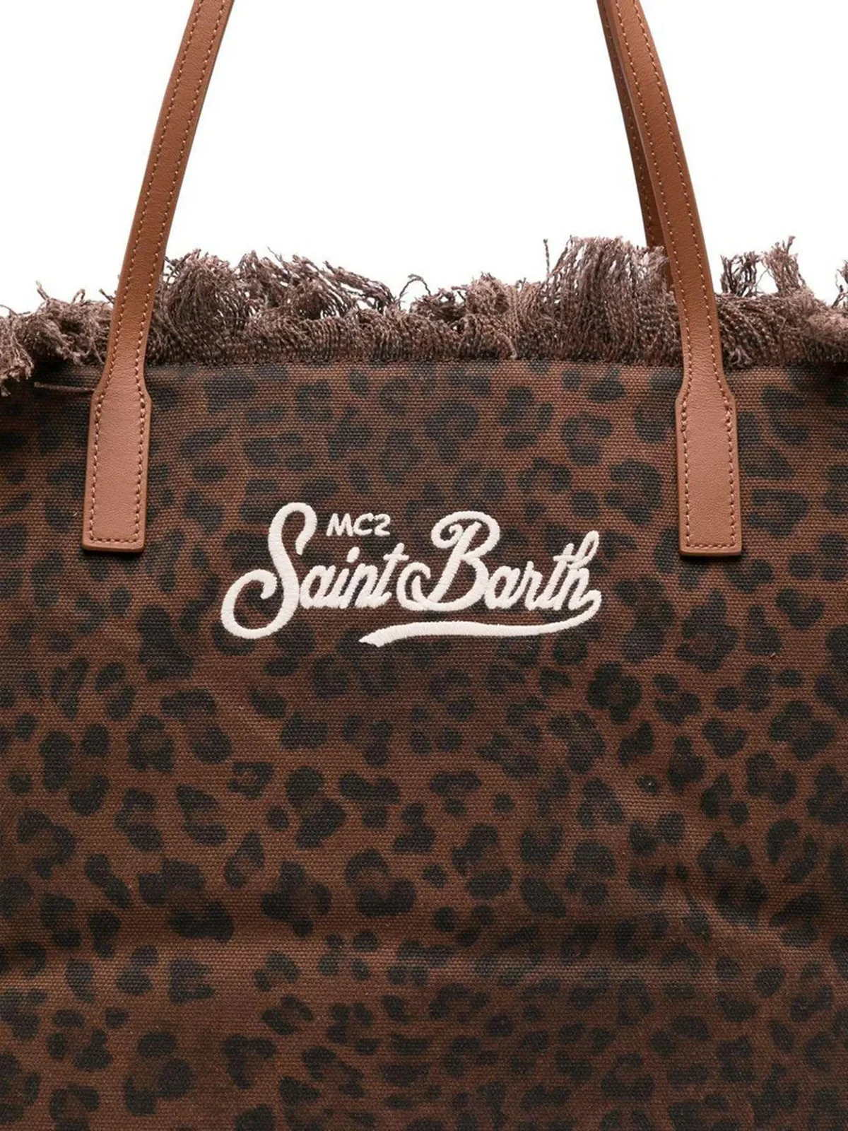 MC2 SAINT BARTH Borsa Donna  CITY BAG FRINGE 00588L CANVAS DARK LEOPARD 18 EMB - Image 4