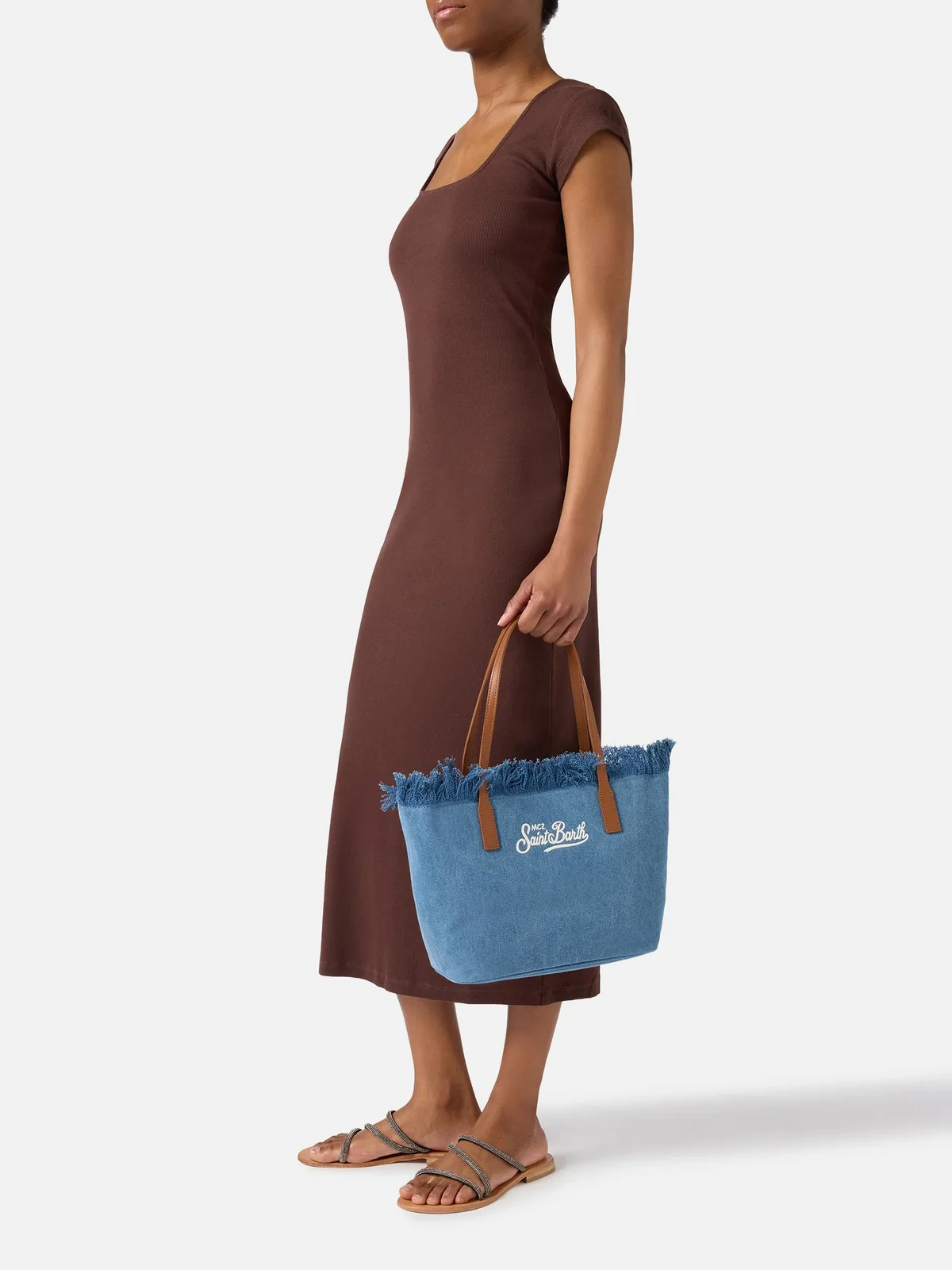 MC2 SAINT BARTH Borsa Donna  CITY BAG MID FRINGE 00436L DENIM EMB - Image 2