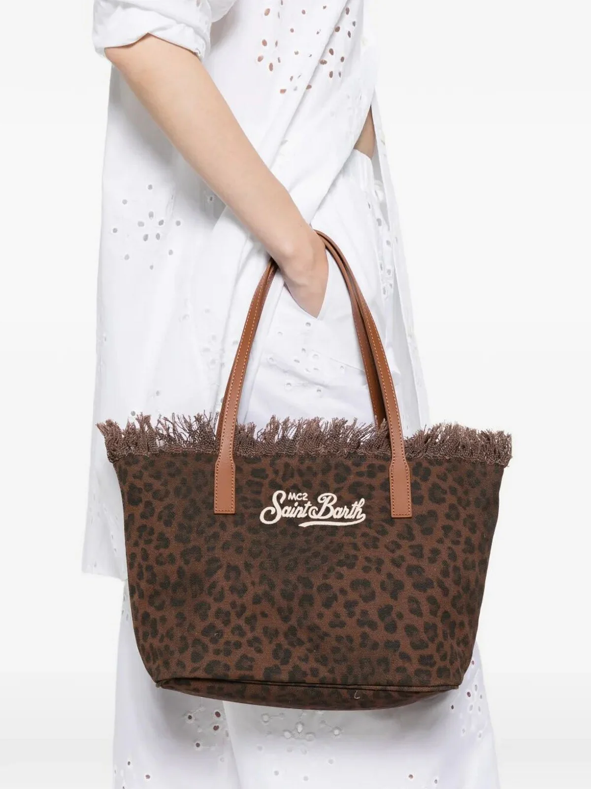 MC2 SAINT BARTH Borsa Donna  CITY BAG MID FRINGE 00588L CANVAS DARK LEOPARD 18 EMB - Image 2