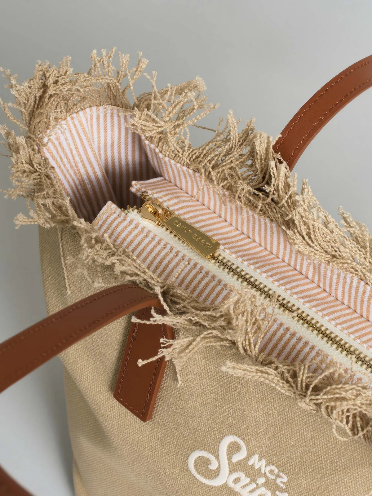 MC2 SAINT BARTH Borsa Donna  CITY BAG MID FRINGE 01741L CANVAS 11 EMB - Image 2