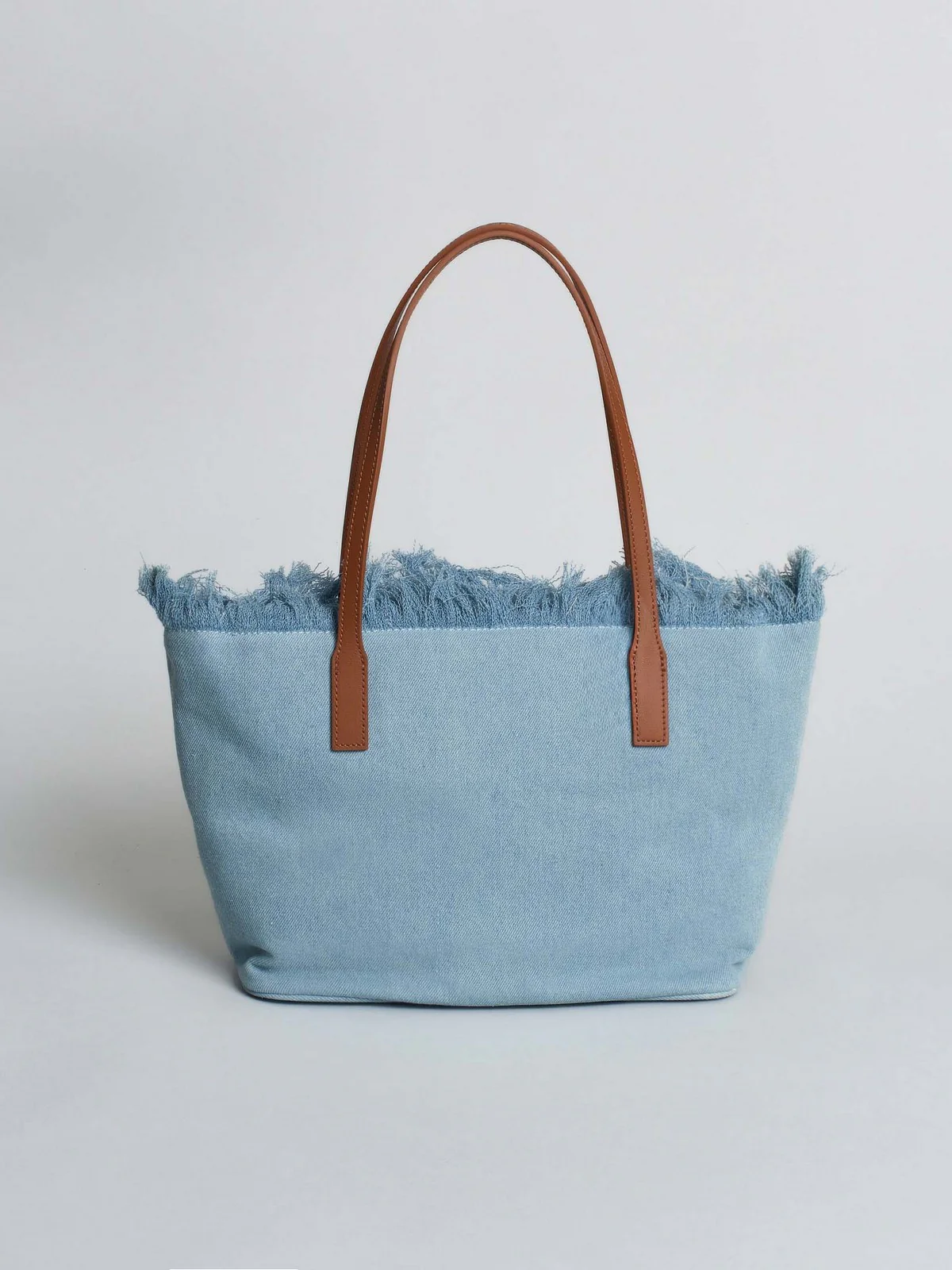 MC2 SAINT BARTH Borsa Donna  CITY BAG MID FRINGE 01759L DENIM LIGHT EMB - Image 3