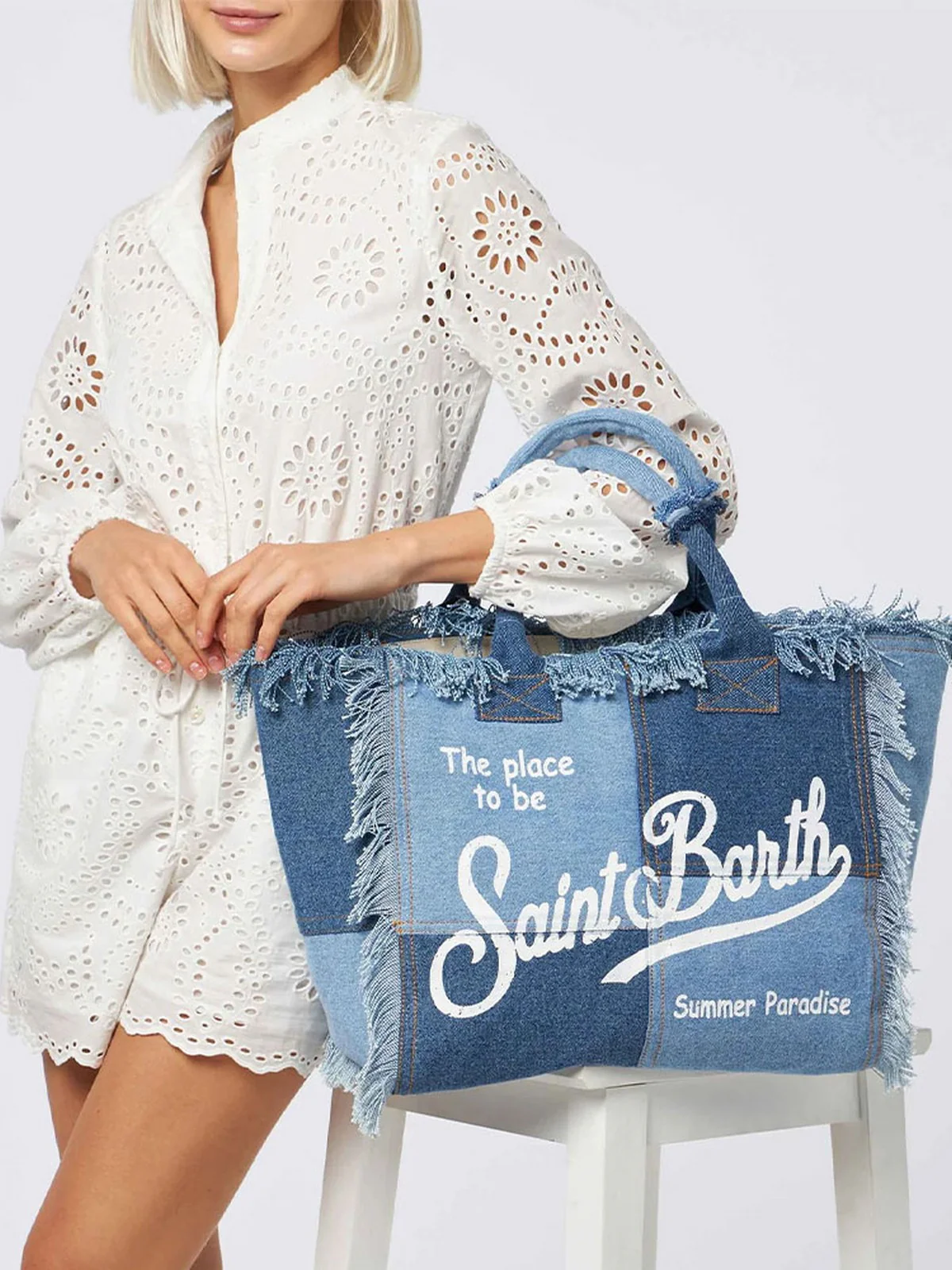 MC2 SAINT BARTH Borsa Donna VANITY 04132H DENIM PATCHWORK - Image 5