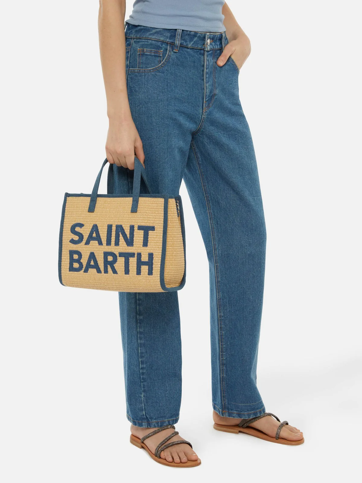 MC2 SAINT BARTH Borsa Donna VIVIAN MID STRAW 00438L 11 PATCH DENIM - Image 2