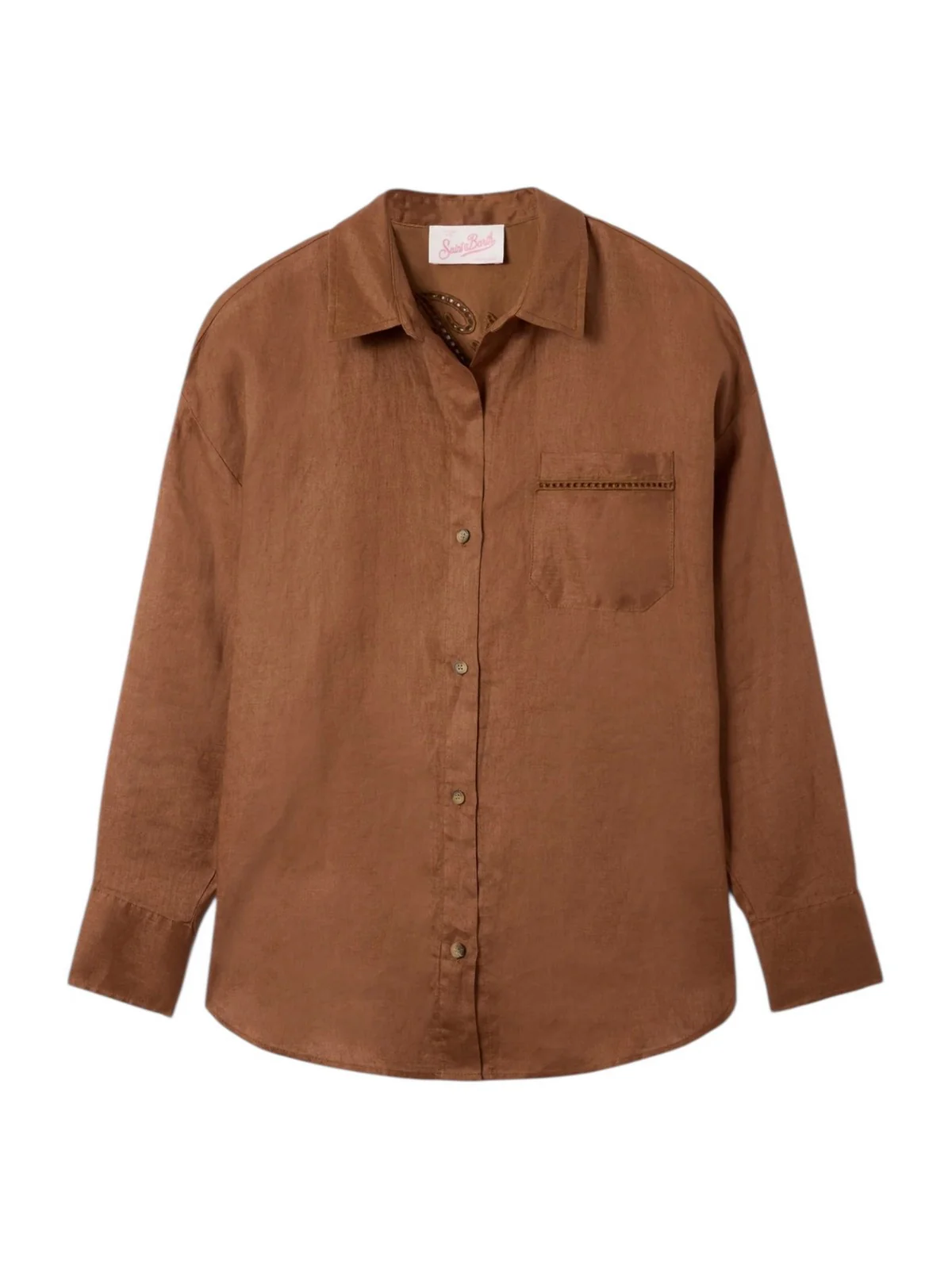 MC2 SAINT BARTH Camicia Donna CRISTAL POCKET 08806L LINEN SB HOLED 18 EMB