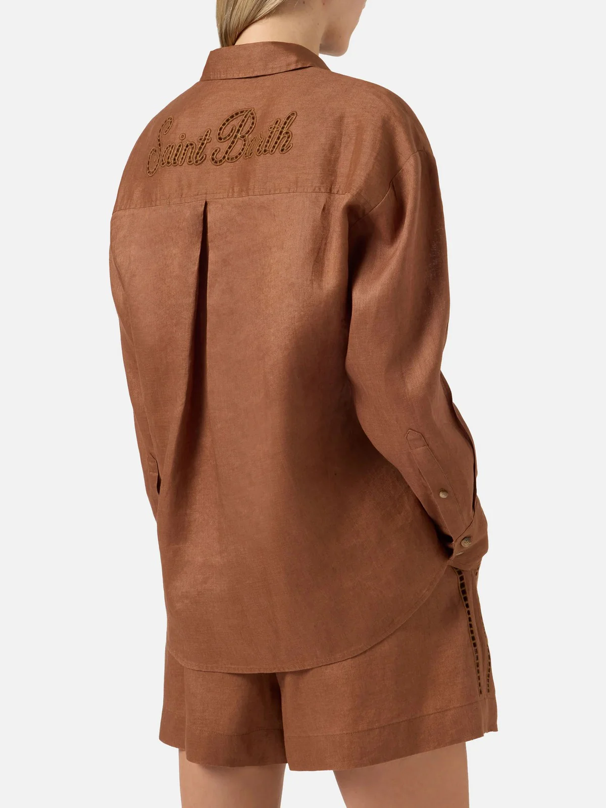 MC2 SAINT BARTH Camicia Donna CRISTAL POCKET 08806L LINEN SB HOLED 18 EMB - Image 6