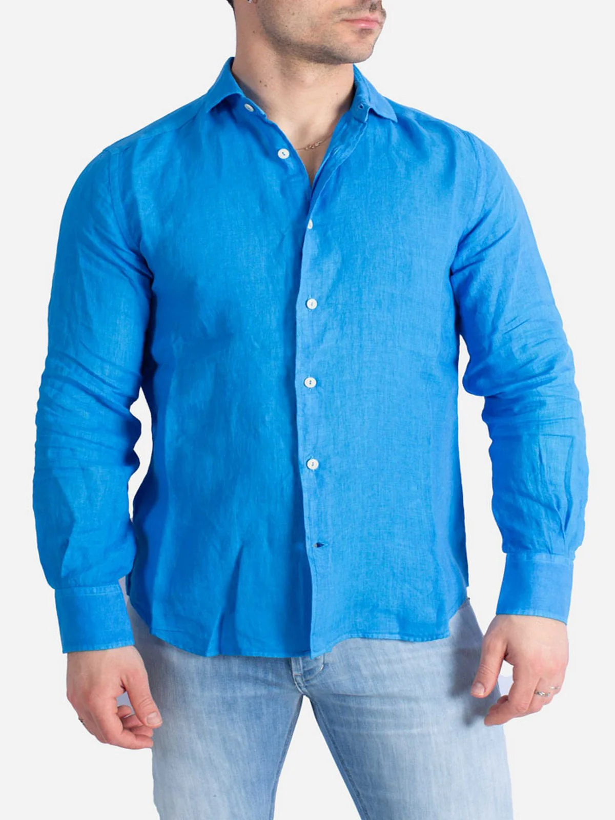 MC2 SAINT BARTH Camicia Uomo PAMPLONA 01307F Blu - Image 4