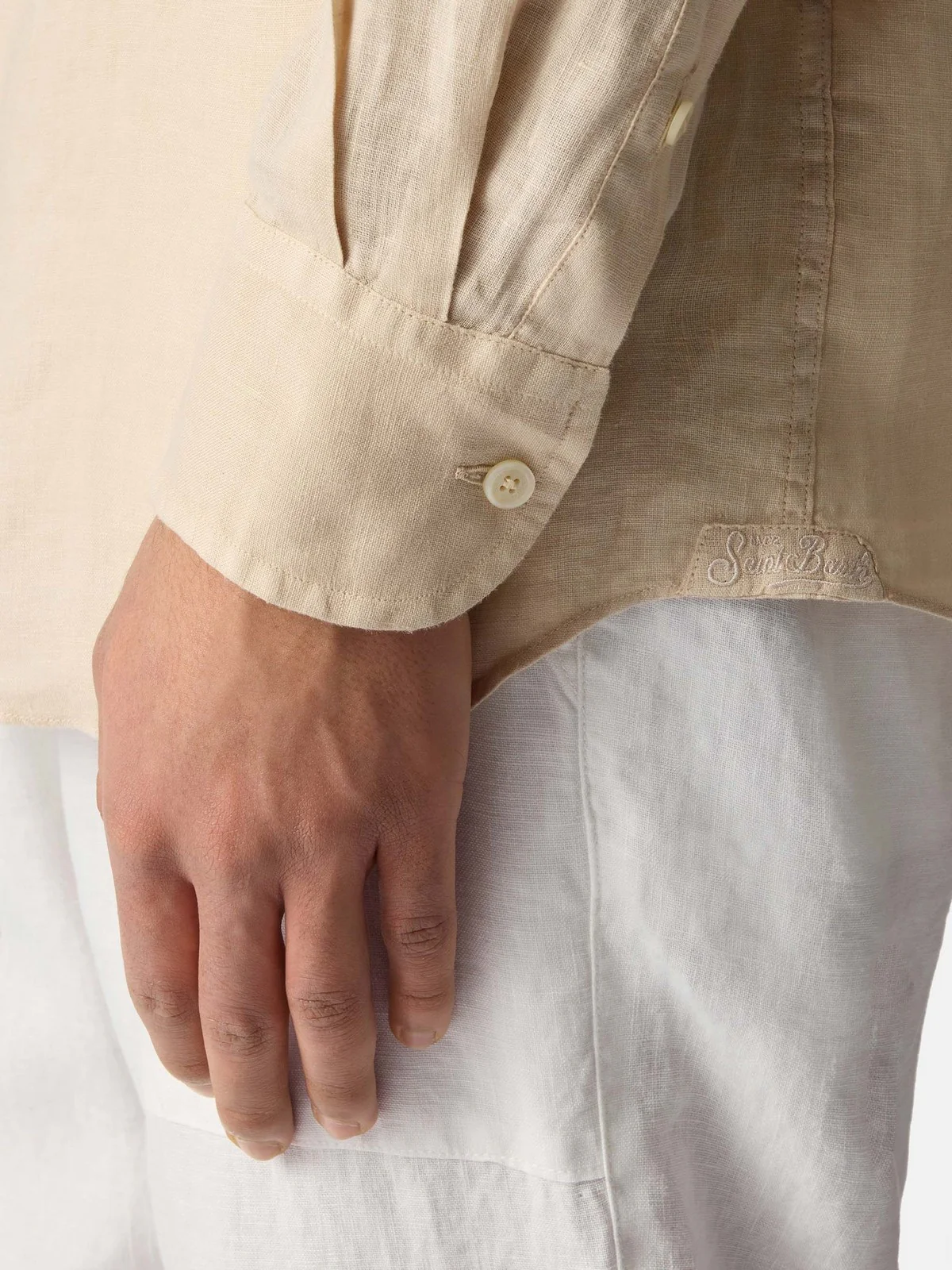 MC2 SAINT BARTH Camicia Uomo  RAPHAEL 01139L LINEN 11 BEIGE - Image 3