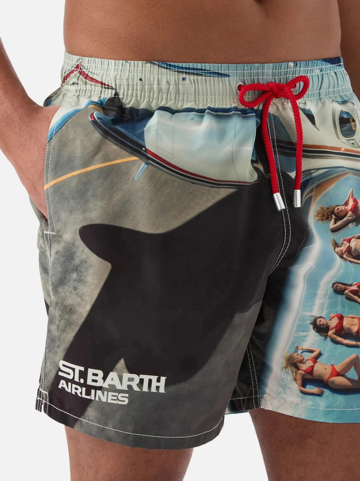 MC2 SAINT BARTH Costume da bagno Uomo  GUSTAVIA PLACED PRINT 01718L RD SB AIRLINES 01 - Image 3