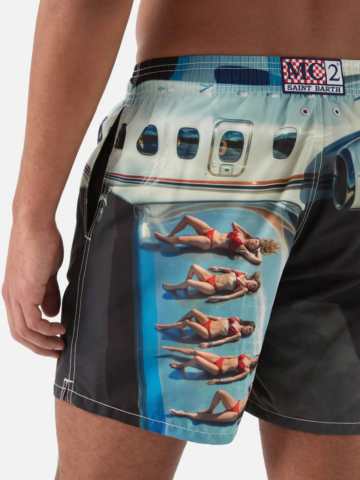 MC2 SAINT BARTH Costume da bagno Uomo  GUSTAVIA PLACED PRINT 01718L RD SB AIRLINES 01 - Image 5