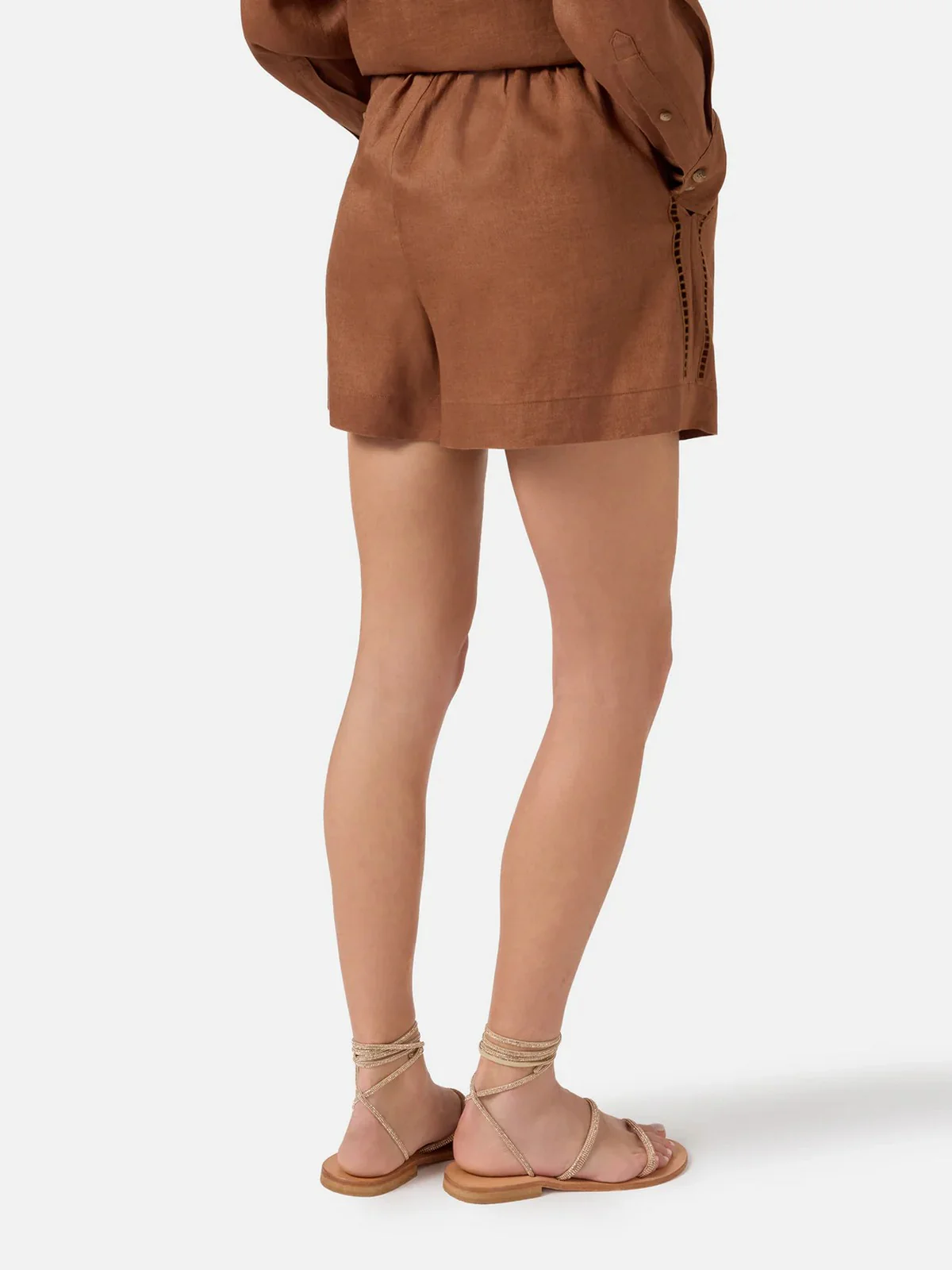 MC2 SAINT BARTH Pantaloncino Donna  AMANI 08795L LINEN HOLED 18 EMB - Image 3