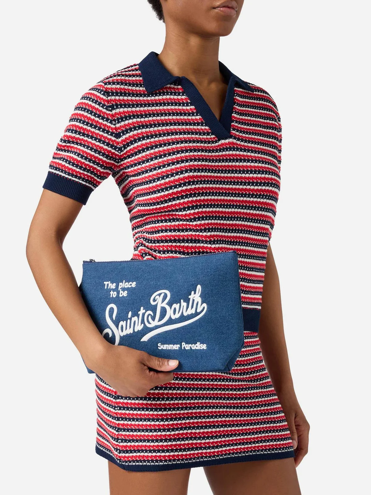 MC2 SAINT BARTH Pochette Unisex adulto  ALINE DENIM L 00436L DENIM EMB - Image 2