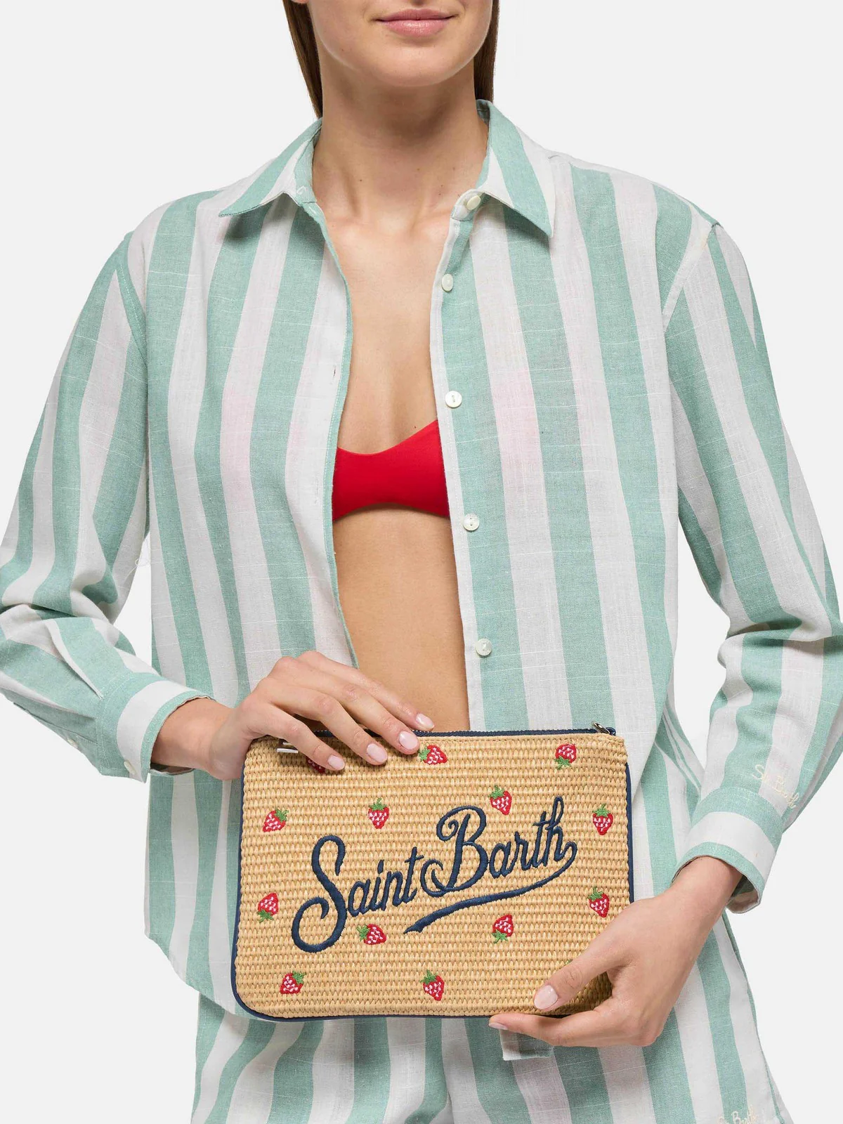 MC2 SAINT BARTH Pochette Donna PARISIENNE STRAW 00180H STRAWBERRY 41 EMB - Image 5