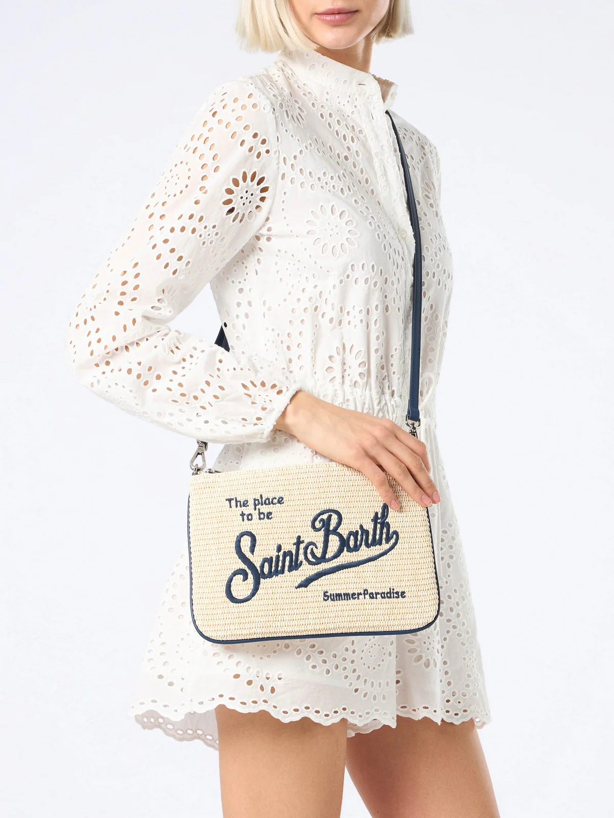 MC2 SAINT BARTH Pochette Donna  PARISIENNE STRAW 02783F Blu - Image 2