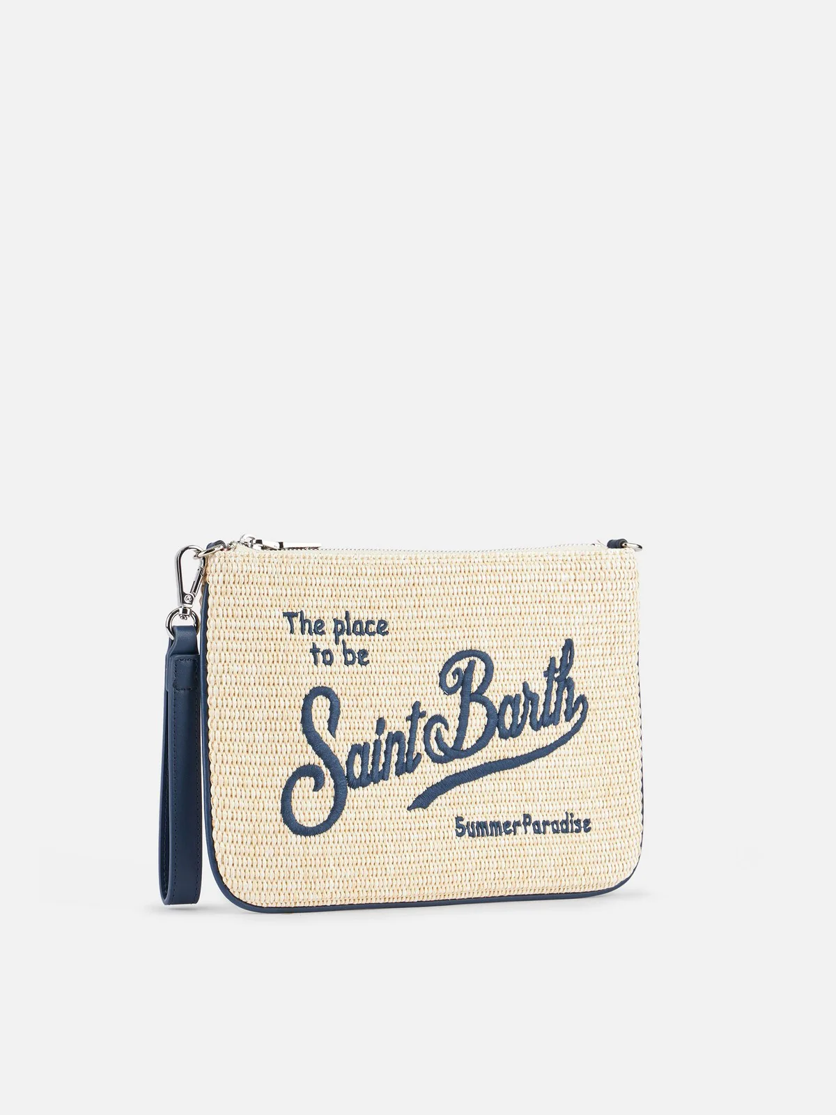 MC2 SAINT BARTH Pochette Donna  PARISIENNE STRAW 02783F Blu - Image 4