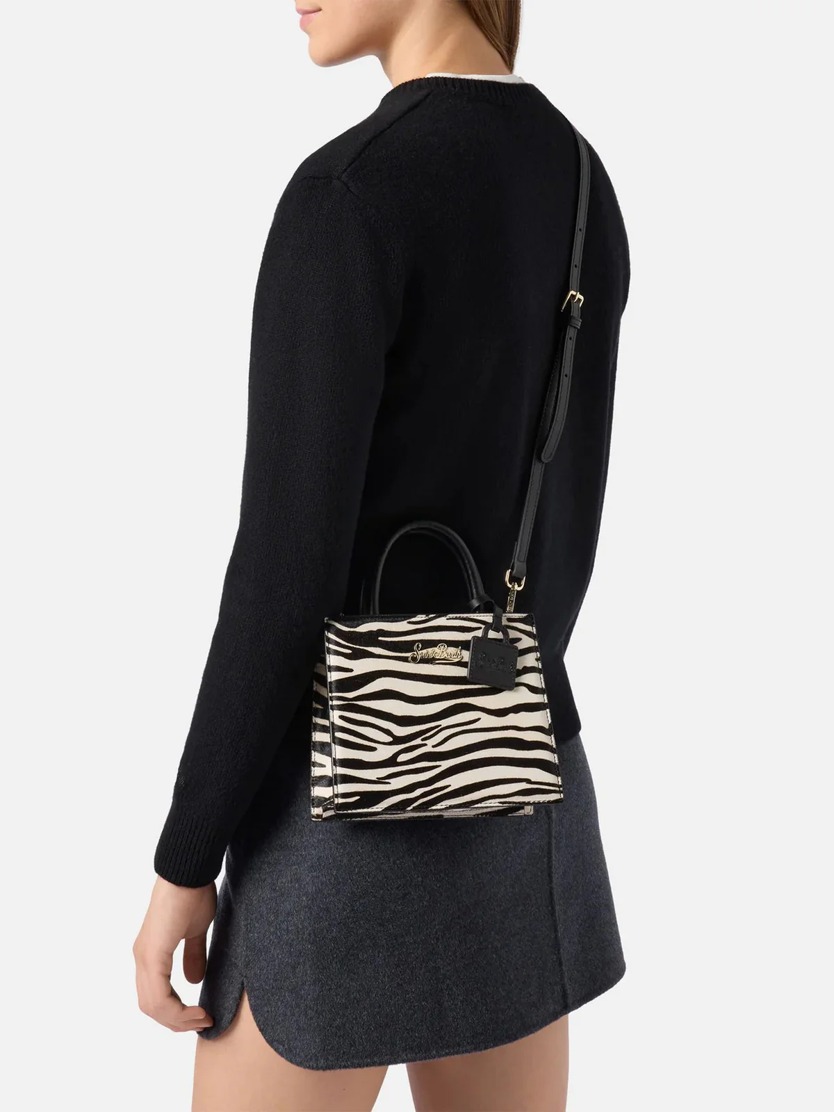 MC2 SAINT BARTH Pochette Donna SHOP BAG MINI 00711I ZEBRA BRUSHED LEATHER 10 - Image 2