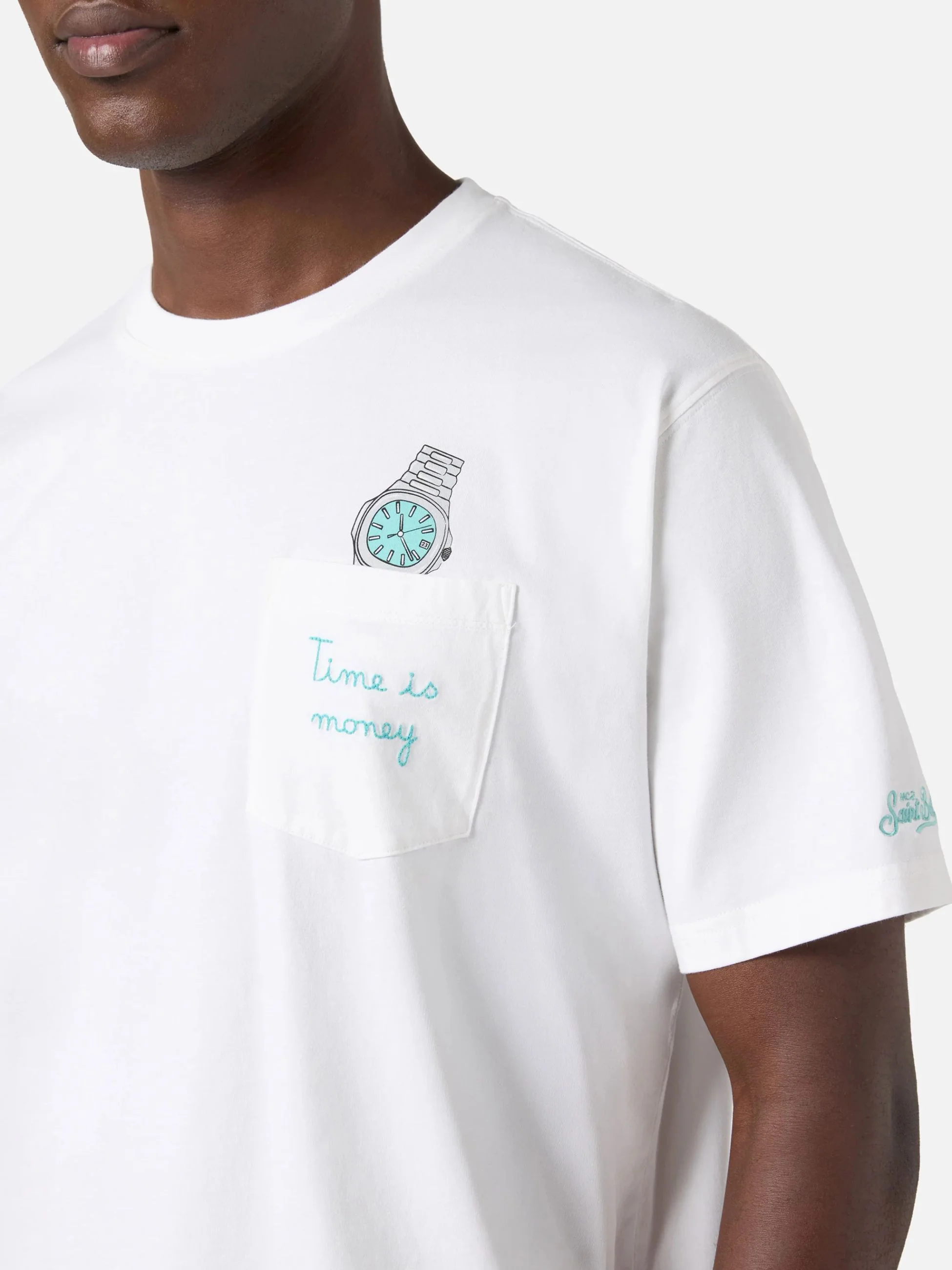 MC2 SAINT BARTH T-shirt Uomo  AUSTIN 04354L TIME IS MONEY 01N EMB - Image 2