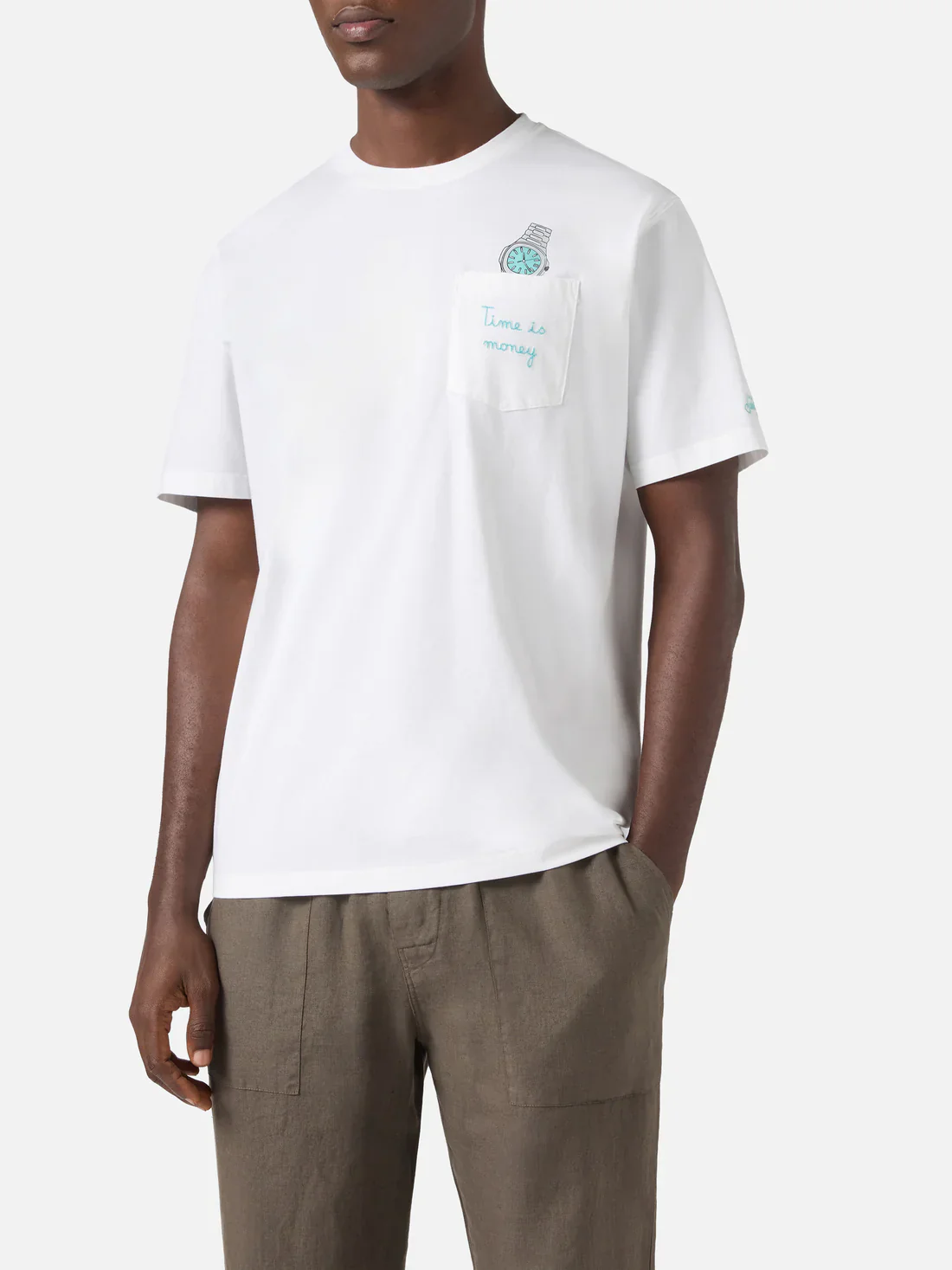 MC2 SAINT BARTH T-shirt Uomo  AUSTIN 04354L TIME IS MONEY 01N EMB - Image 3