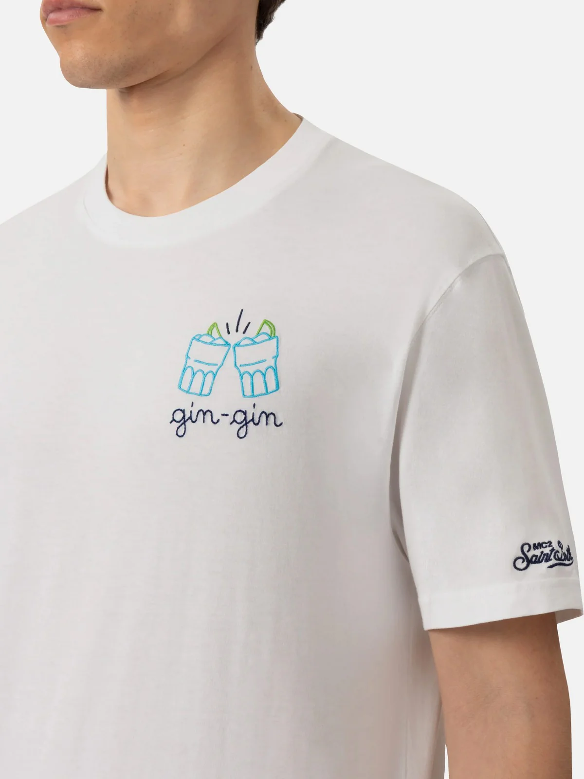 MC2 SAINT BARTH T-shirt Uomo PORTOFINO 04379L GIN GIN 01N EMB - Image 3