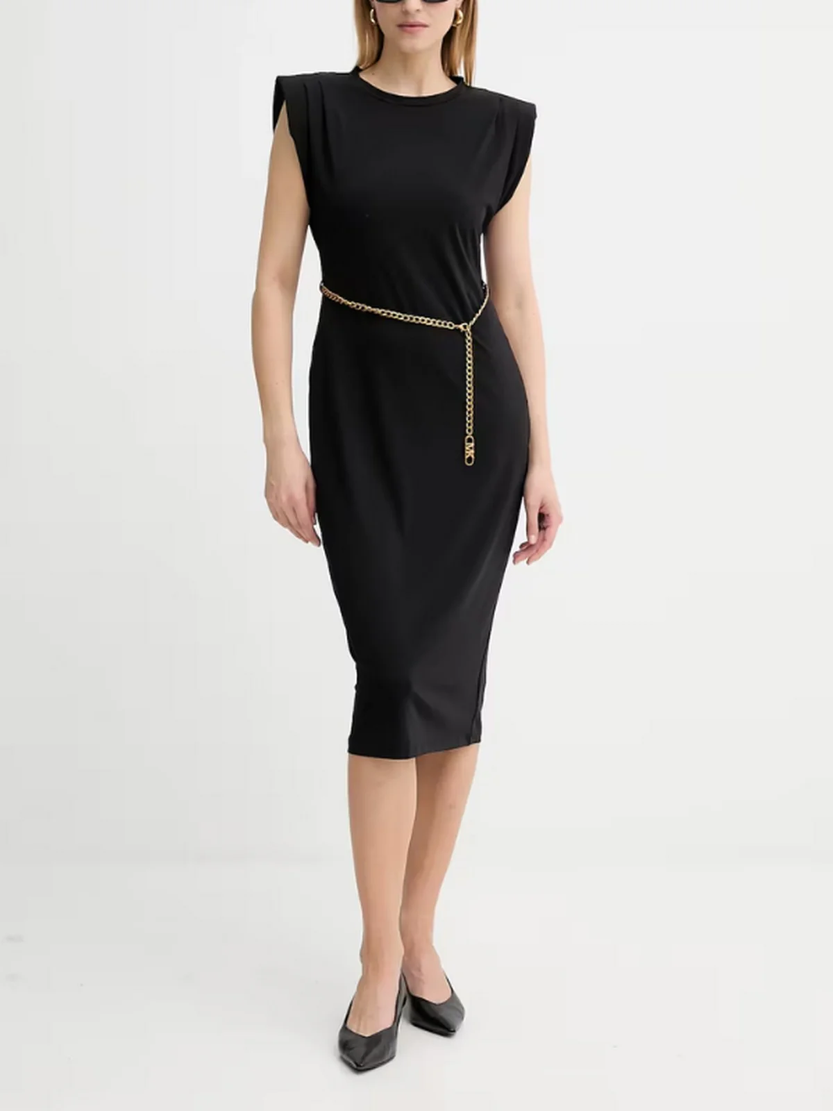 MICHAEL KORS Abito Donna PLT SHLDR CHN BLT MIDIDRS MT5831SH6J 001 BLACK - Image 2