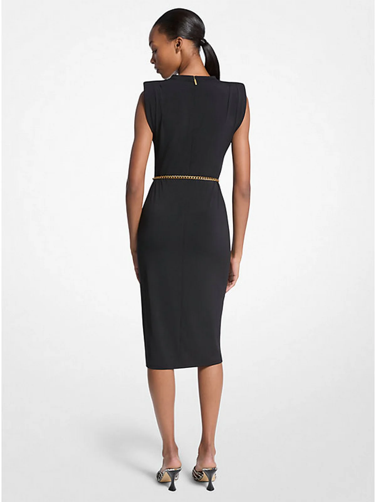 MICHAEL KORS Abito Donna PLT SHLDR CHN BLT MIDIDRS MT5831SH6J 001 BLACK - Image 4