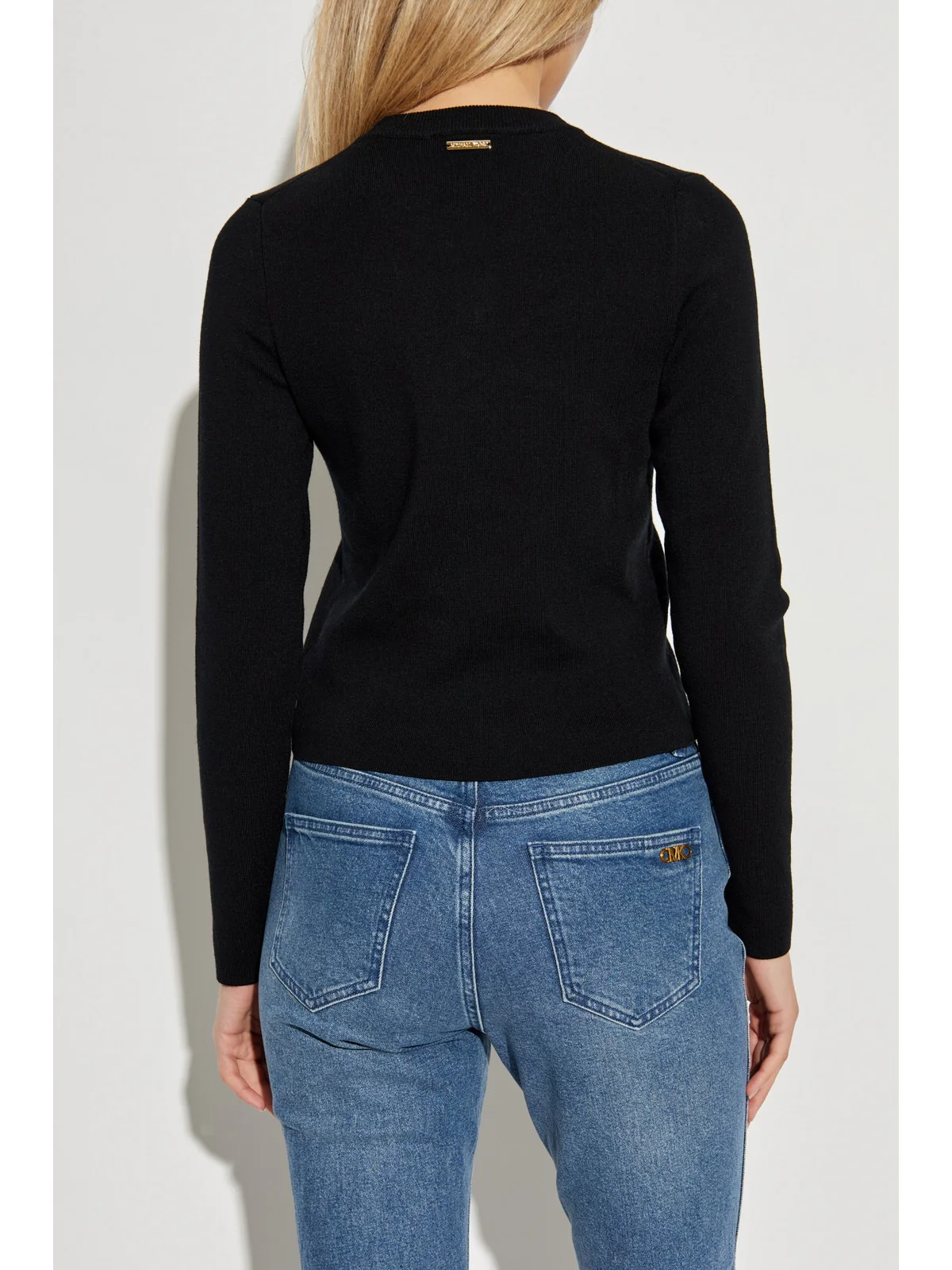 MICHAEL KORS Cardigan Donna MERINO RIB CREW NK CARDI MT5617W4VR 001 BLACK - Image 3