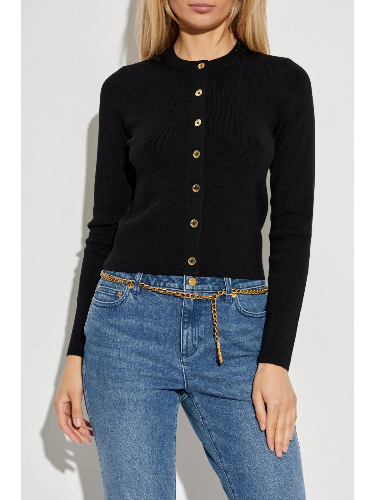 MICHAEL KORS Cardigan Donna MERINO RIB CREW NK CARDI MT5617W4VR 001 BLACK - Image 4