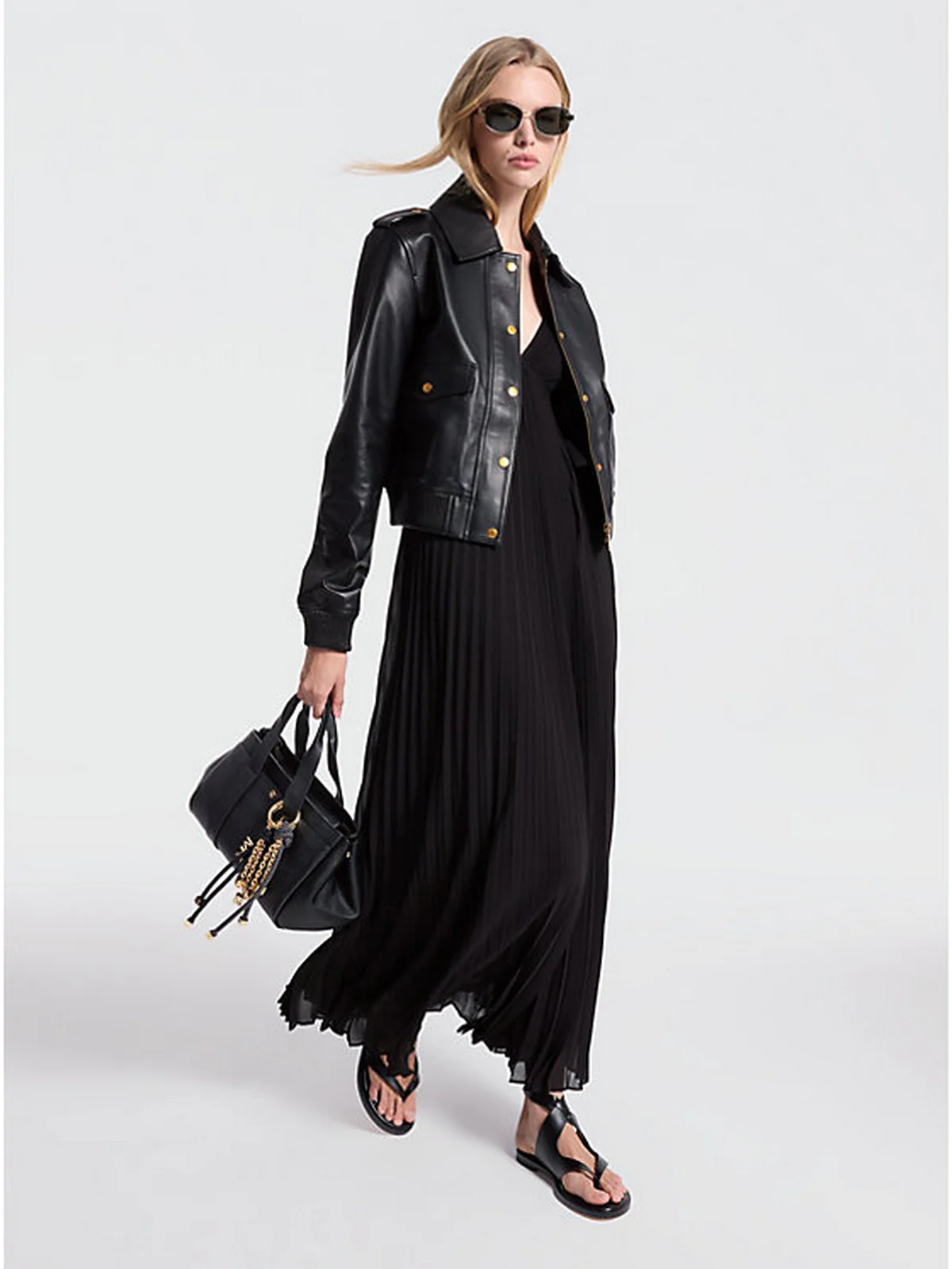 MICHAEL KORS Giubbino Donna LEATHER BLOUSON MT520IQFAF 001 BLACK - Image 3
